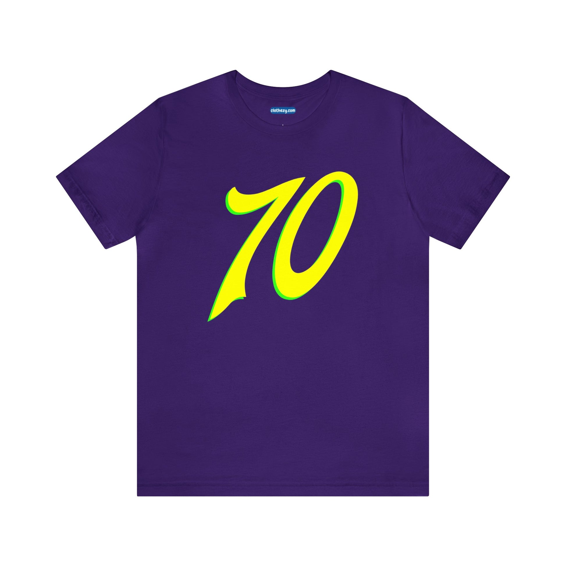 Number 70 Design - Soft Cotton Tee for birthdays and celebrations, Gift for friends and family, Multiple Options by clothezy.com in Royal Blue Size Small - Buy Now
