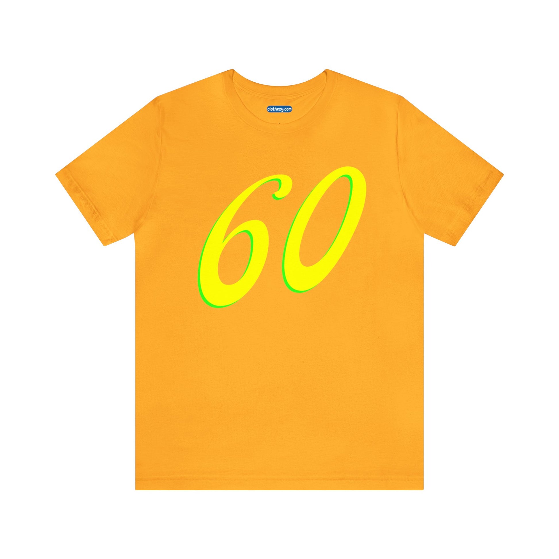 Number 60 Design - Soft Cotton Tee for birthdays and celebrations, Gift for friends and family, Multiple Options by clothezy.com in Gold Size Small - Buy Now