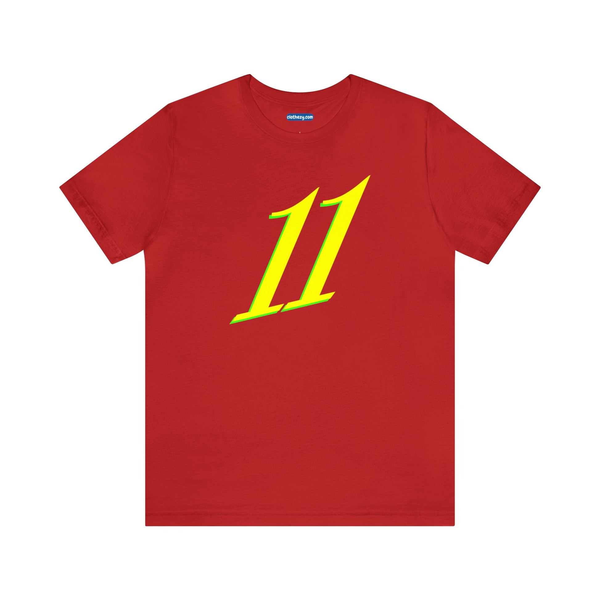 Number 11 Design - Soft Cotton Tee for birthdays and celebrations, Gift for friends and family, Multiple Options by clothezy.com in Red Size Small - Buy Now