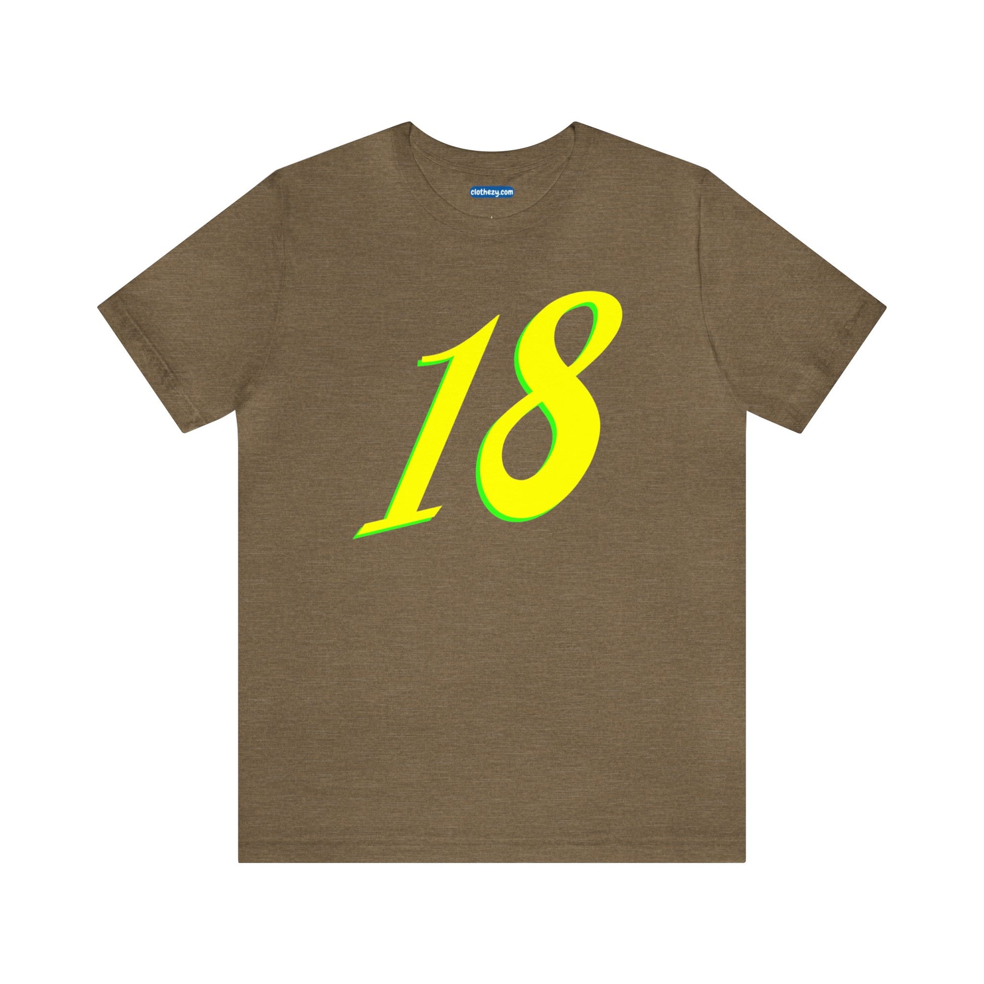 Number 18 Design - Soft Cotton Tee for birthdays and celebrations, Gift for friends and family, Multiple Options by clothezy.com in Olive Heather Size Small - Buy Now