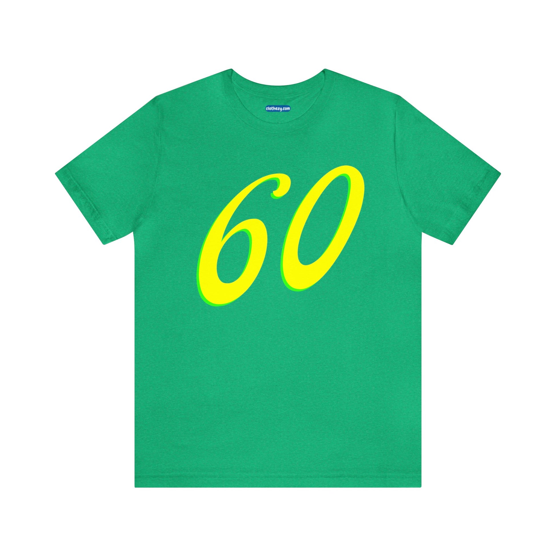 Number 60 Design - Soft Cotton Tee for birthdays and celebrations, Gift for friends and family, Multiple Options by clothezy.com in Green Heather Size Small - Buy Now