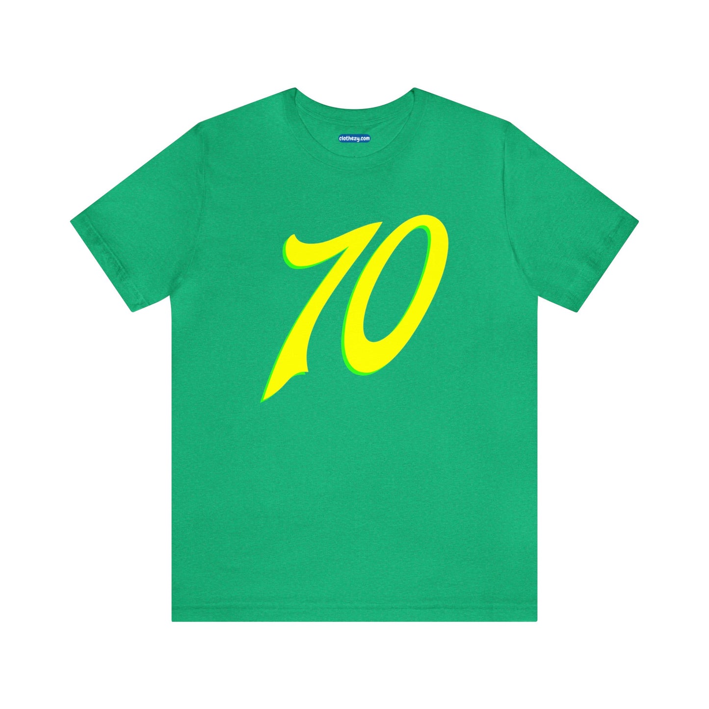 Number 70 Design - Soft Cotton Tee for birthdays and celebrations, Gift for friends and family, Multiple Options by clothezy.com in Royal Blue Heather Size Small - Buy Now