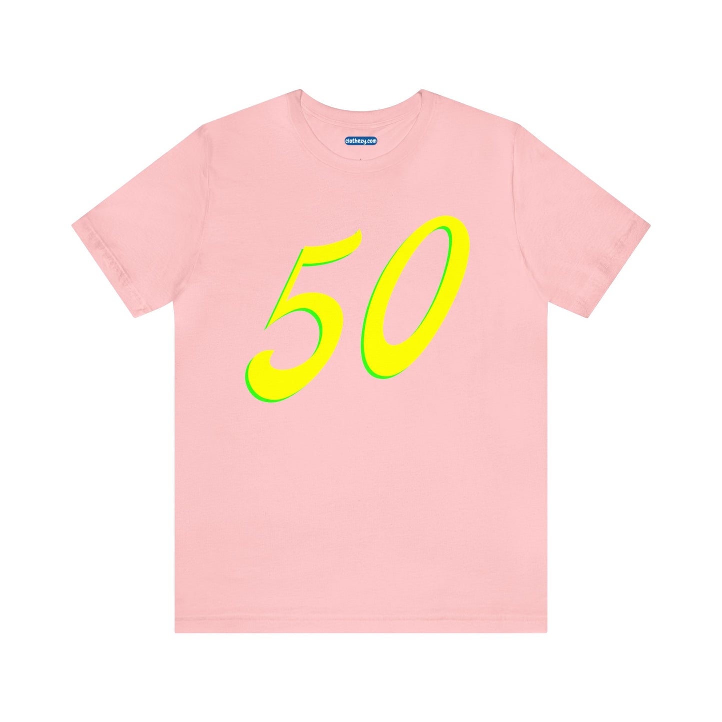 Number 50 Design - Soft Cotton Tee for birthdays and celebrations, Gift for friends and family, Multiple Options by clothezy.com in Pink Size Small - Buy Now