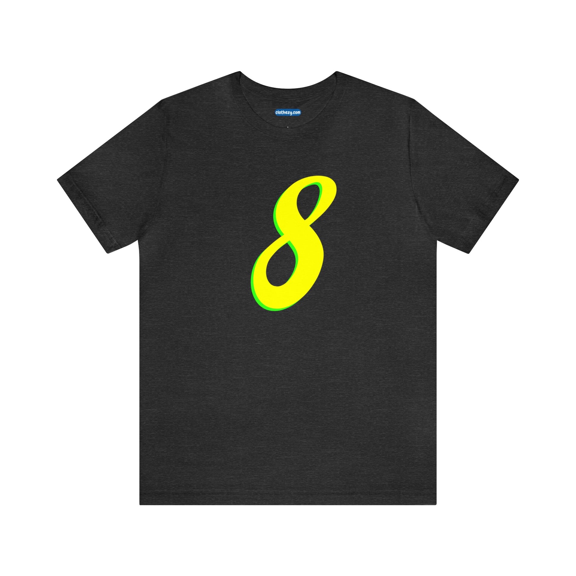 Number 8 Design - Soft Cotton Tee for birthdays and celebrations, Gift for friends and family, Multiple Options by clothezy.com in Gold Size Small - Buy Now