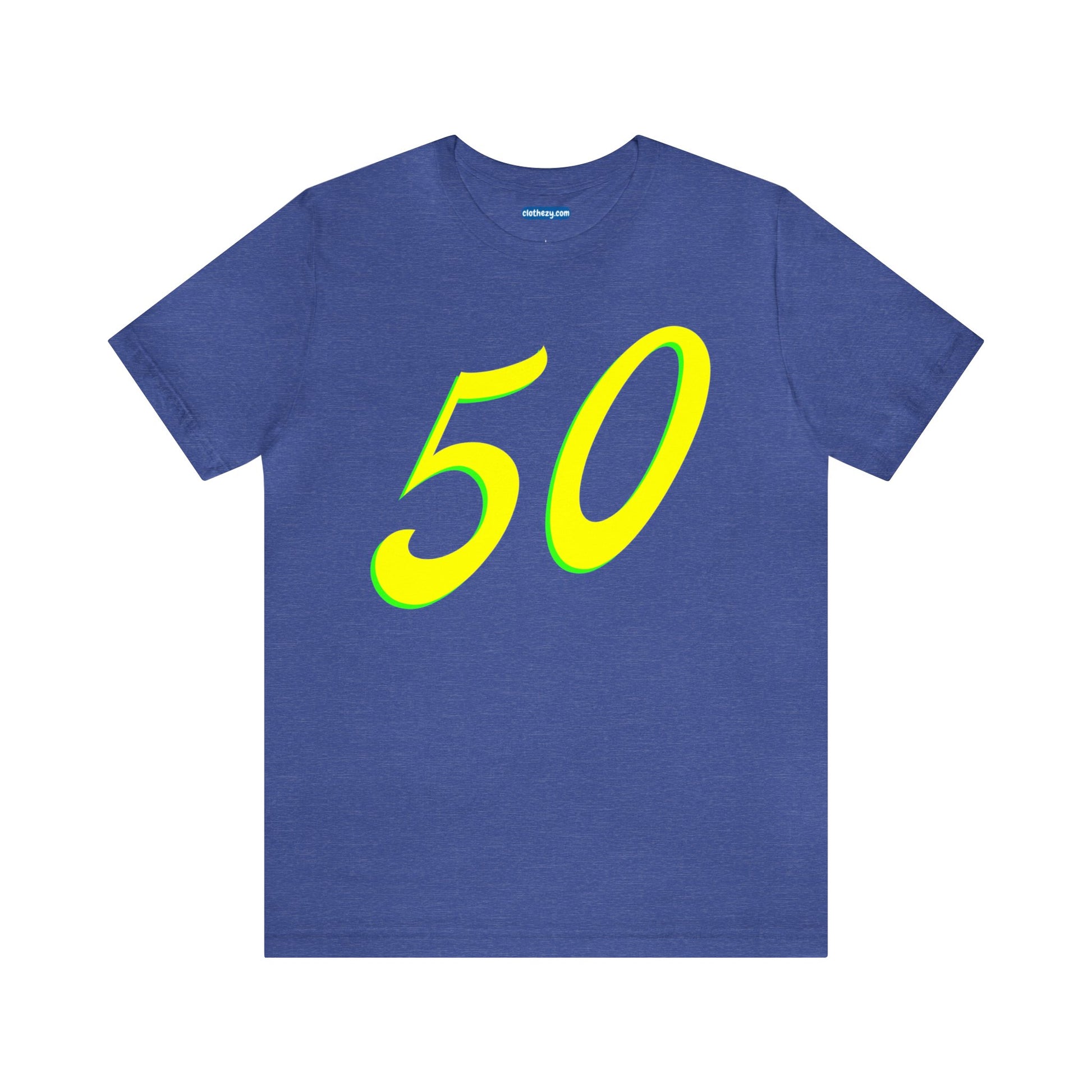 Number 50 Design - Soft Cotton Tee for birthdays and celebrations, Gift for friends and family, Multiple Options by clothezy.com in Royal Blue Heather Size Small - Buy Now