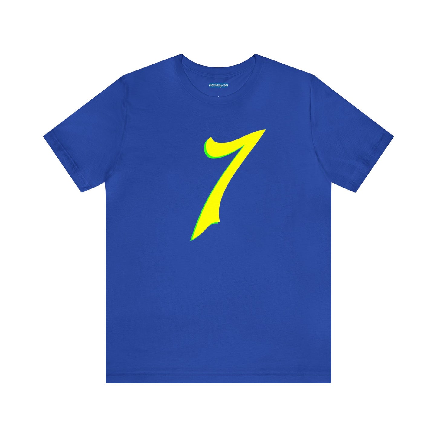 Number 7 Design - Soft Cotton Tee for birthdays and celebrations, Gift for friends and family, Multiple Options by clothezy.com in Royal Blue Size Small - Buy Now