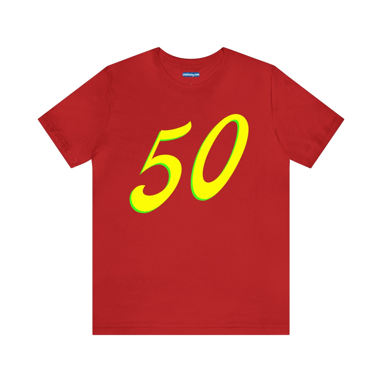 Number 50 Design - Soft Cotton Tee for birthdays and celebrations, Gift for friends and family, Multiple Options by clothezy.com in Red Size Small - Buy Now