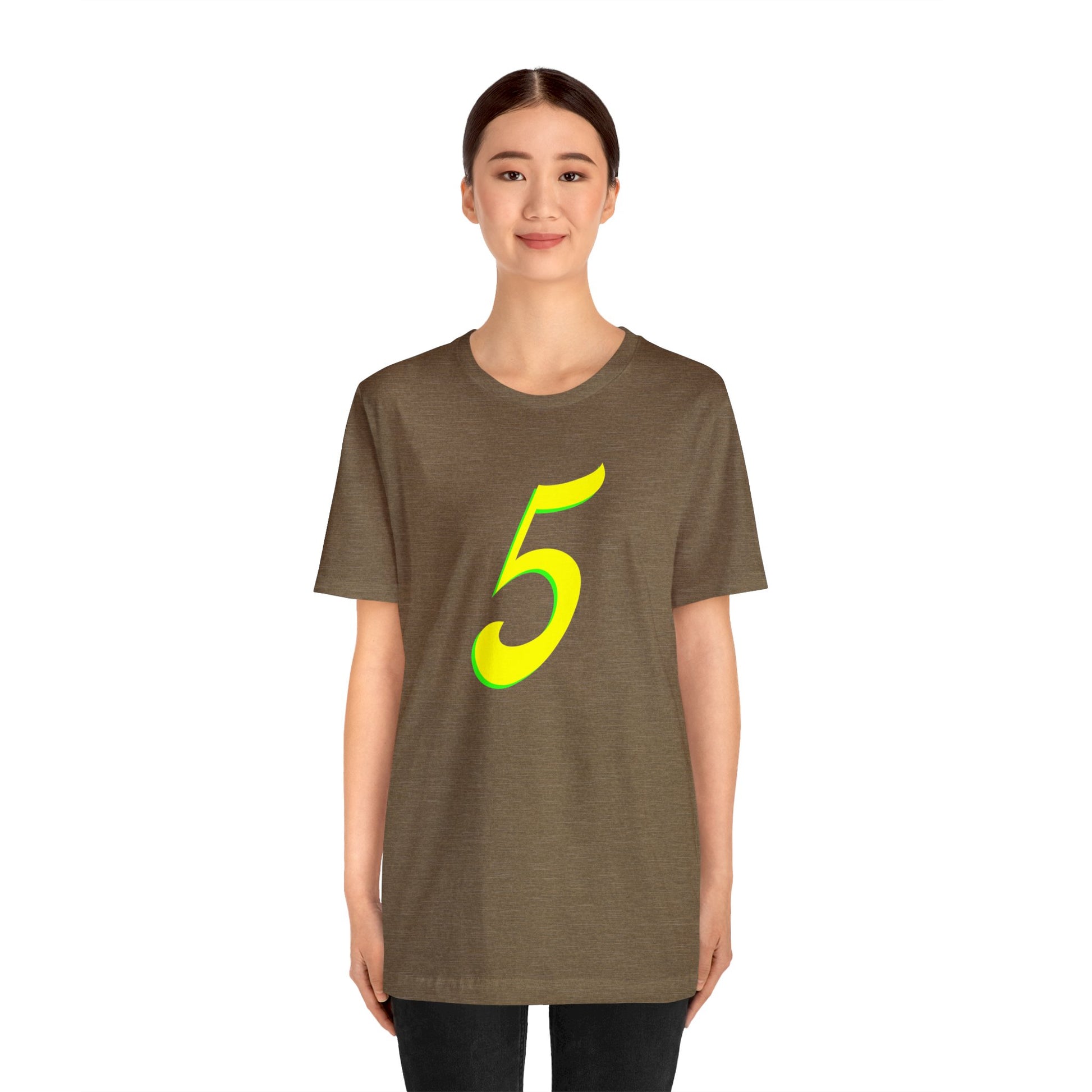 Number 5 Design - Soft Cotton Tee for birthdays and celebrations, Gift for friends and family, Multiple Options by clothezy.com in Dark Grey Heather Size Medium - Buy Now