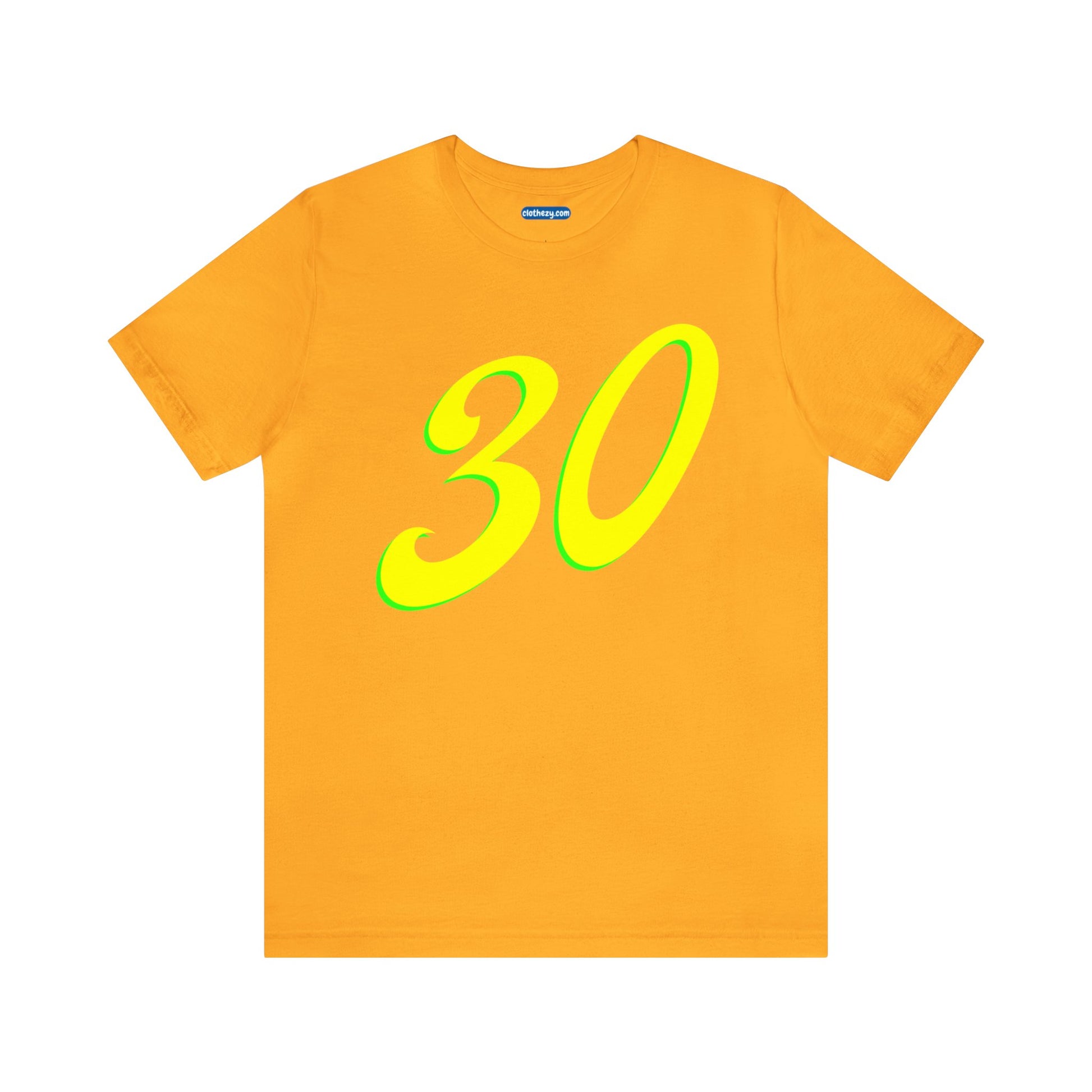 Number 30 Design - Soft Cotton Tee for birthdays and celebrations, Gift for friends and family, Multiple Options by clothezy.com in Gold Size Small - Buy Now