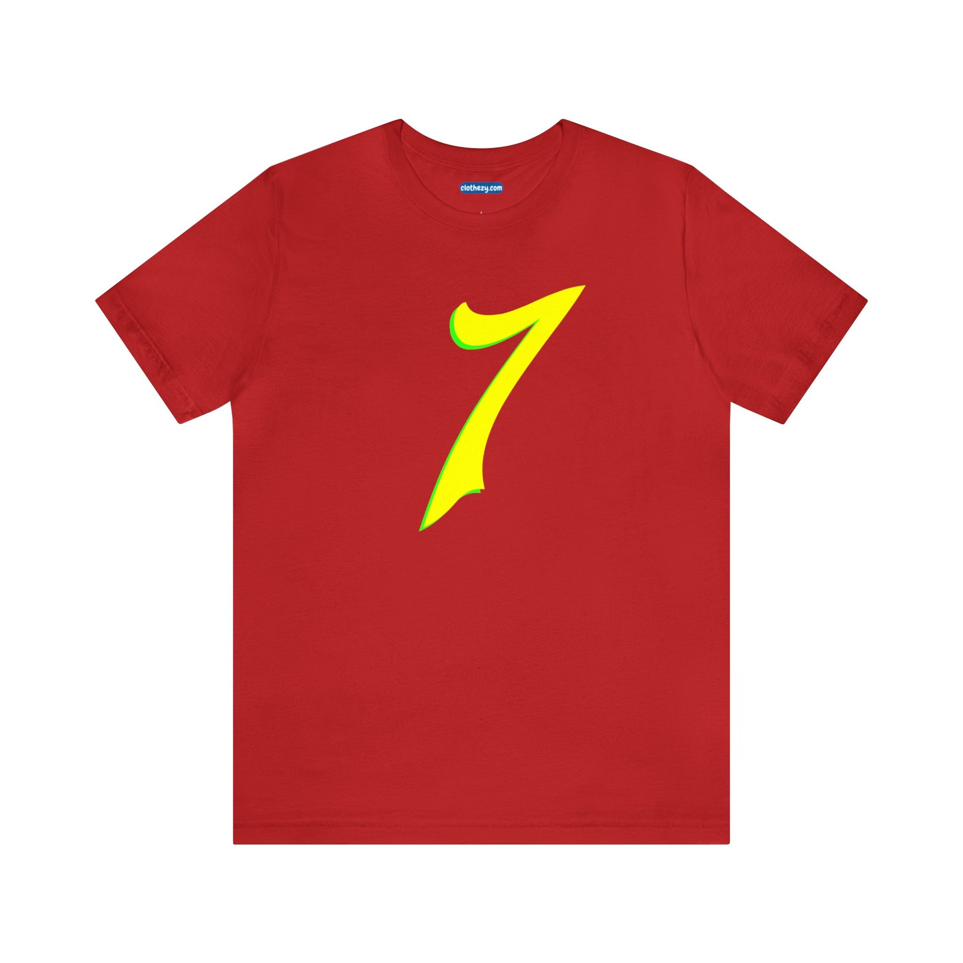 Number 7 Design - Soft Cotton Tee for birthdays and celebrations, Gift for friends and family, Multiple Options by clothezy.com in Red Size Small - Buy Now
