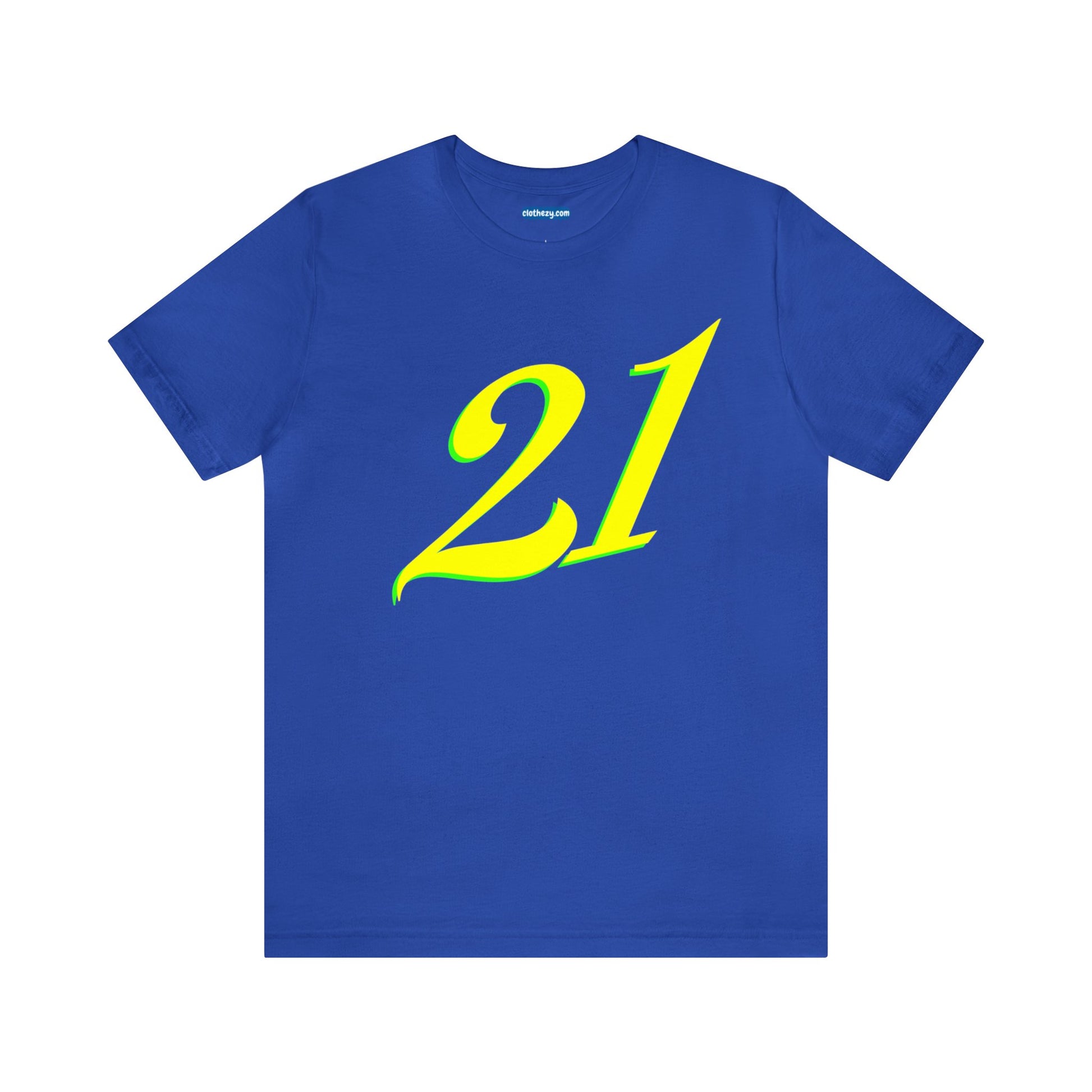 Number 21 Design - Soft Cotton Tee for birthdays and celebrations, Gift for friends and family, Multiple Options by clothezy.com in Royal Blue Size Small - Buy Now