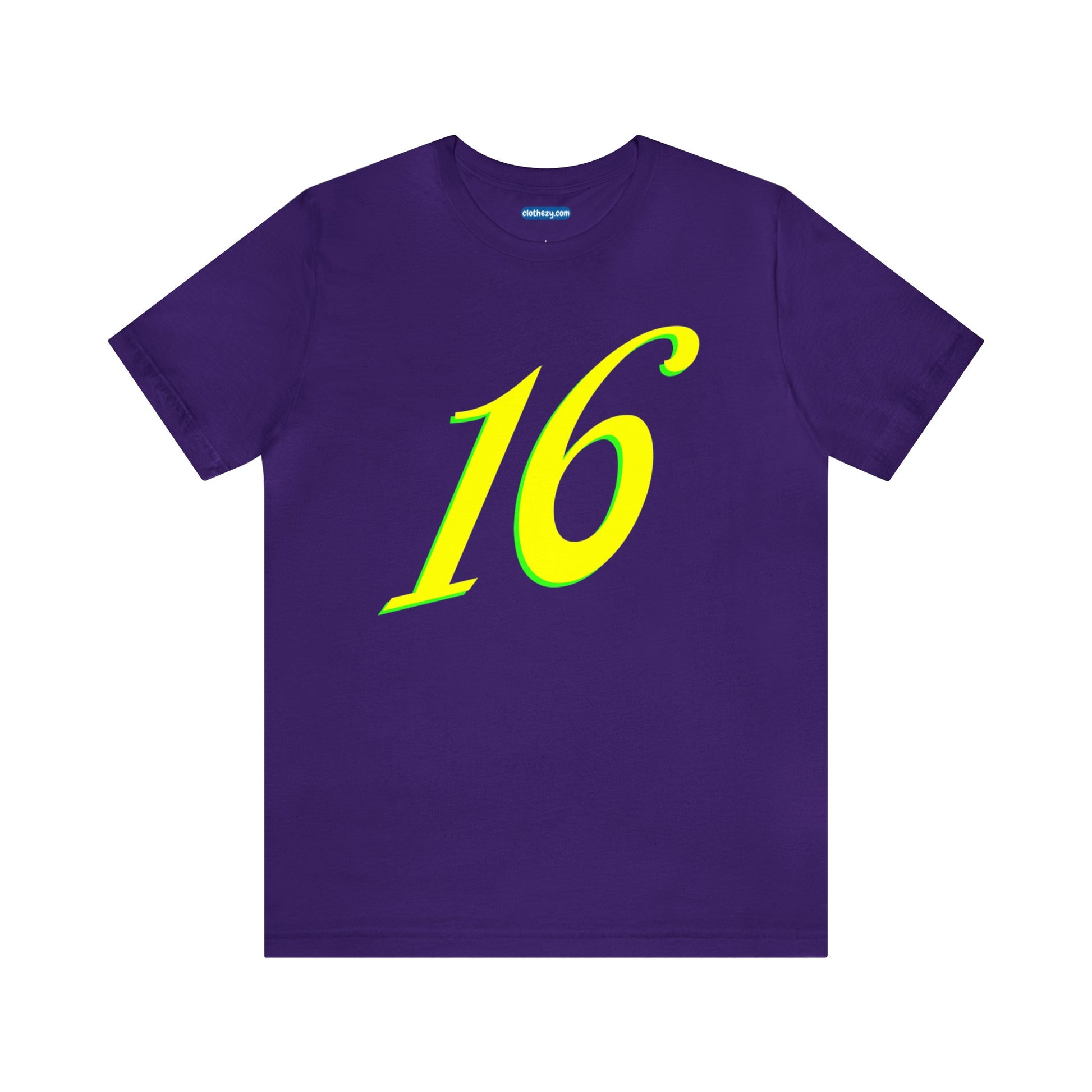 Number 16 Design - Soft Cotton Tee for birthdays and celebrations, Gift for friends and family, Multiple Options by clothezy.com in Purple Size Small - Buy Now