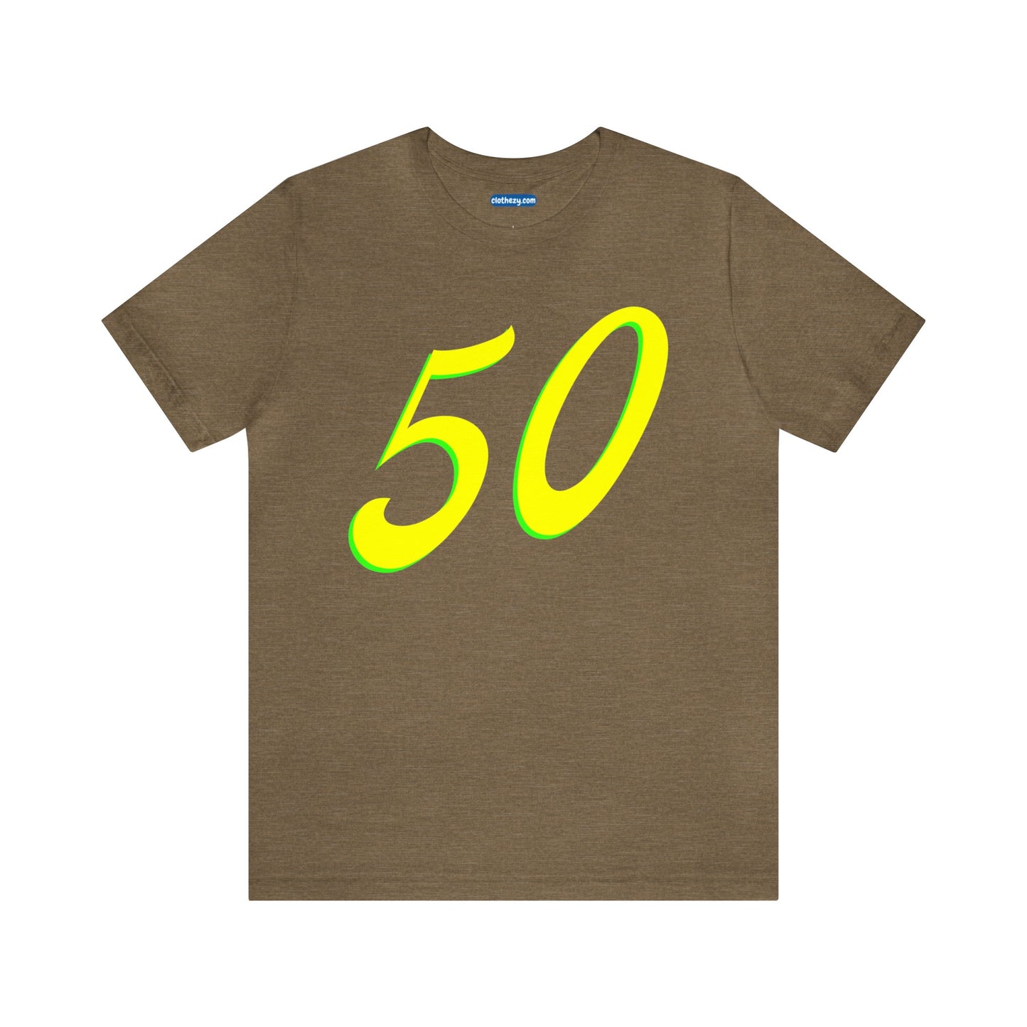 Number 50 Design - Soft Cotton Tee for birthdays and celebrations, Gift for friends and family, Multiple Options by clothezy.com in Olive Heather Size Small - Buy Now