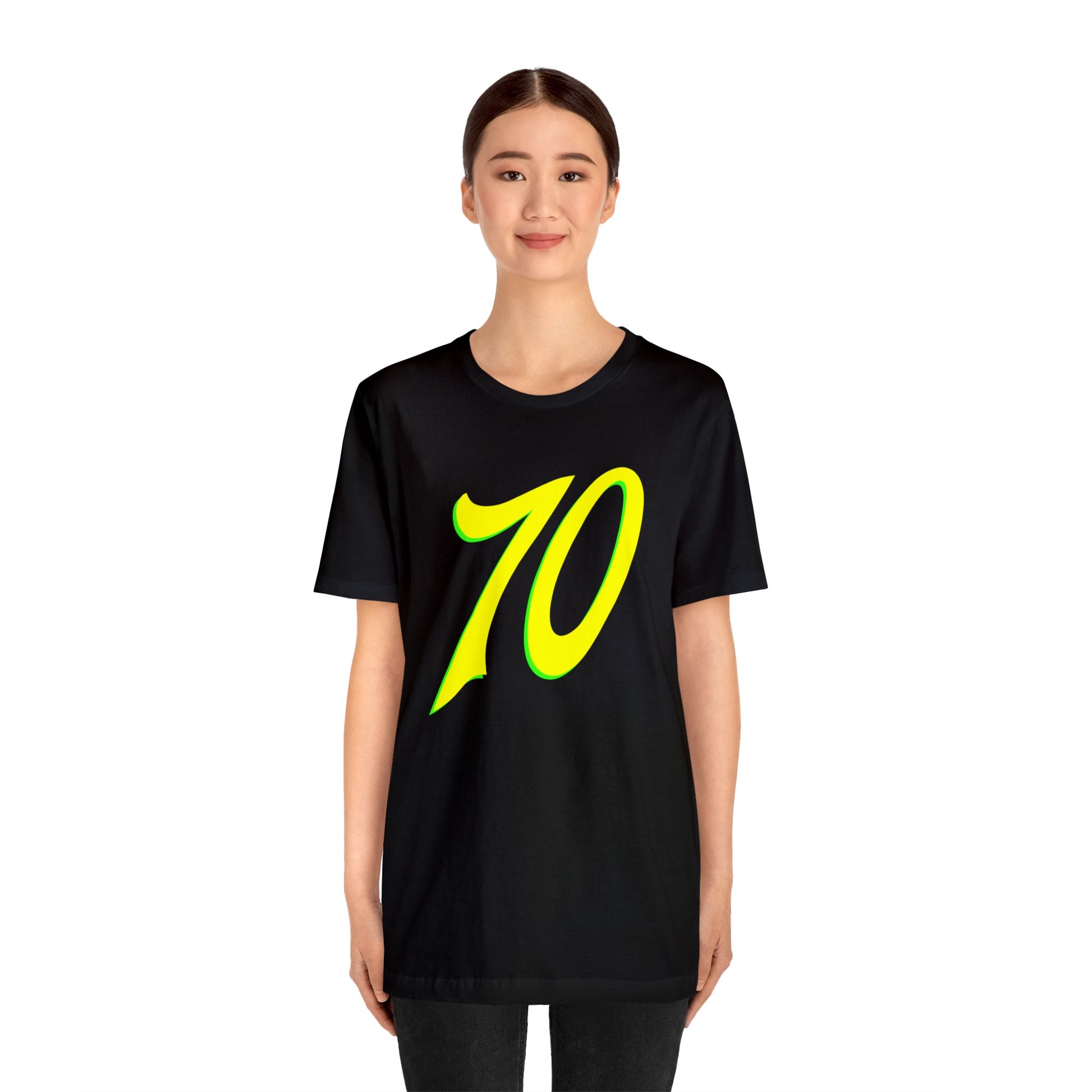 Number 70 Design - Soft Cotton Tee for birthdays and celebrations, Gift for friends and family, Multiple Options by clothezy.com in Asphalt Size Medium - Buy Now