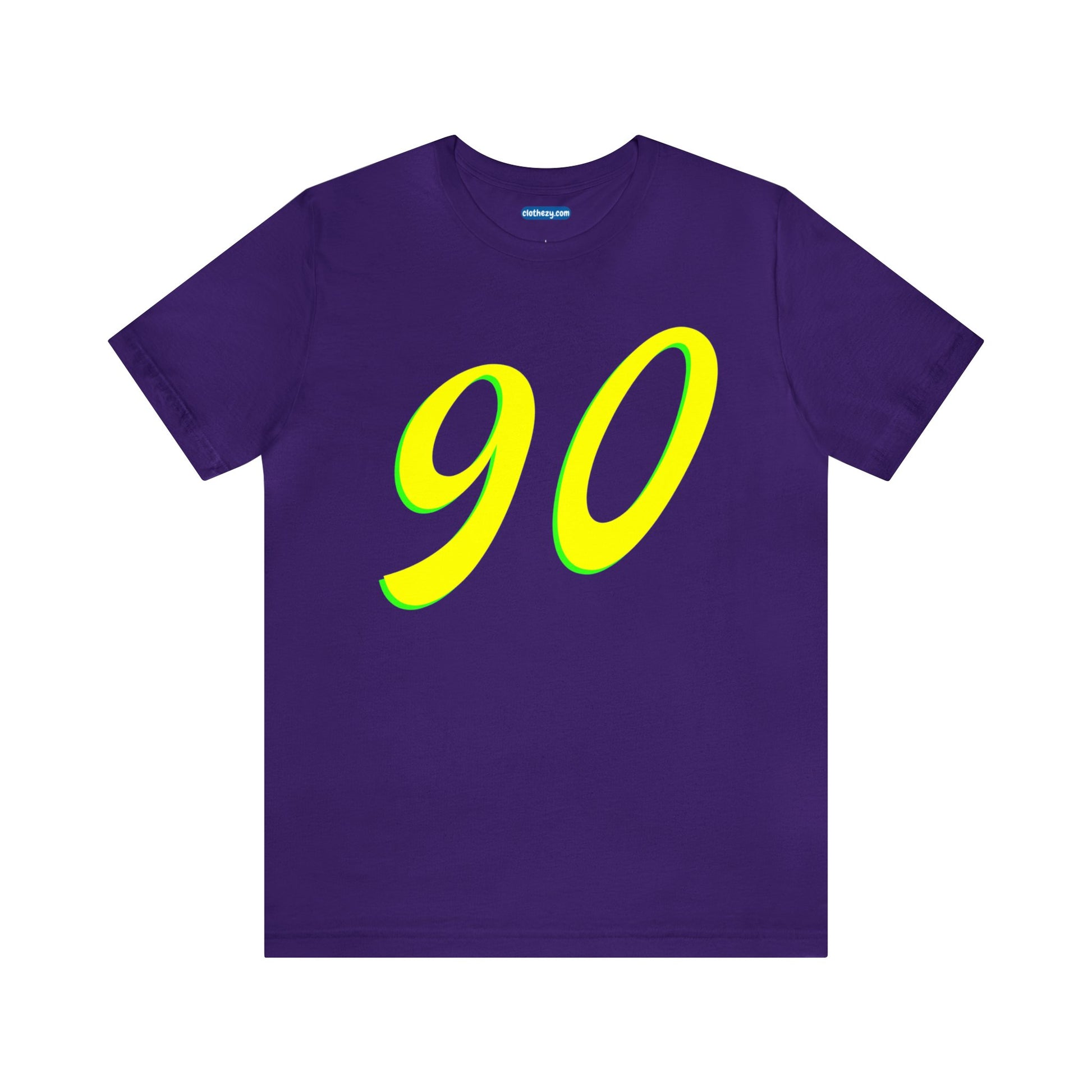 Number 90 Design - Soft Cotton Tee for birthdays and celebrations, Gift for friends and family, Multiple Options by clothezy.com in Purple Size Small - Buy Now