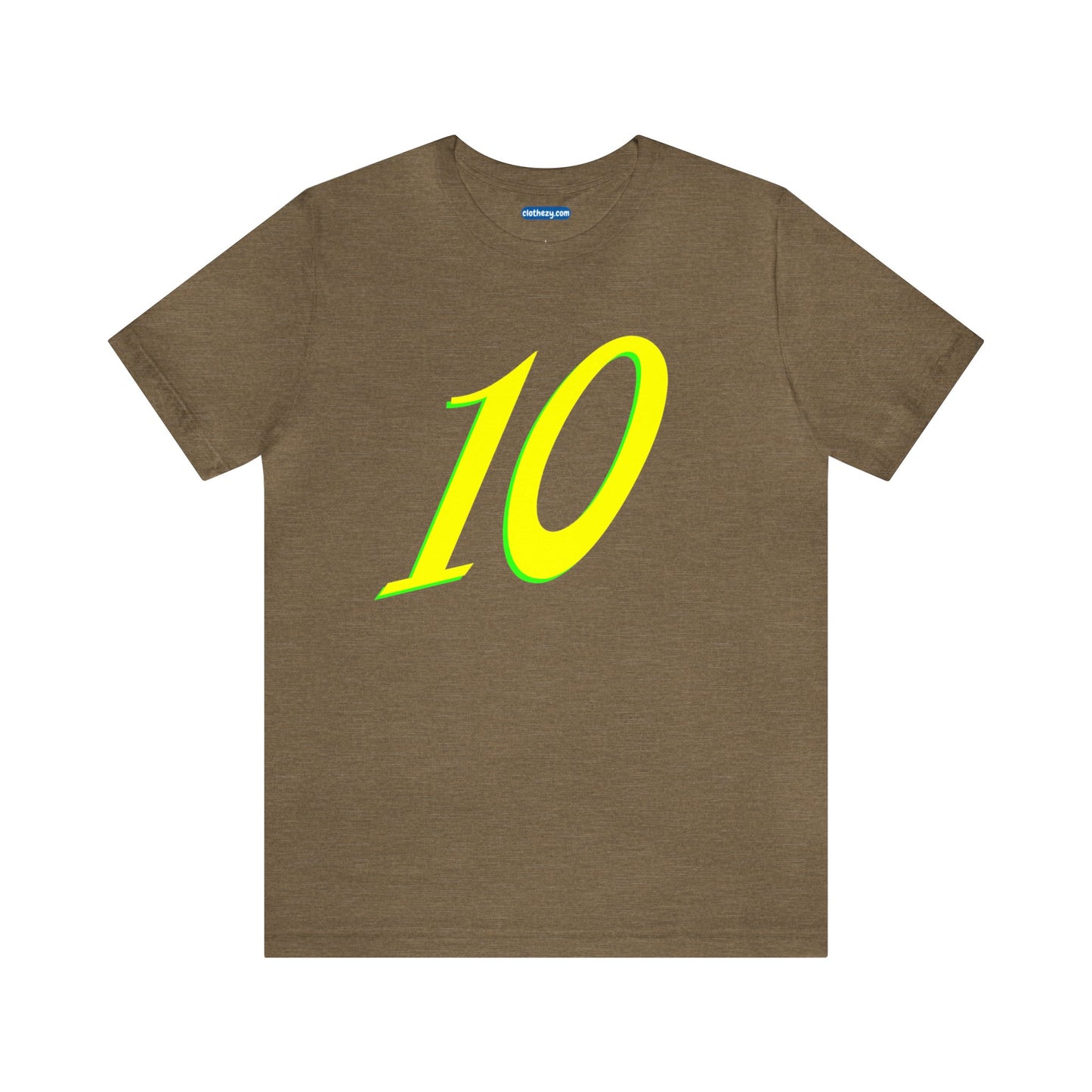 Number 10 Design - Soft Cotton Tee for birthdays and celebrations, Gift for friends and family, Multiple Options by clothezy.com in Olive Heather Size Small - Buy Now