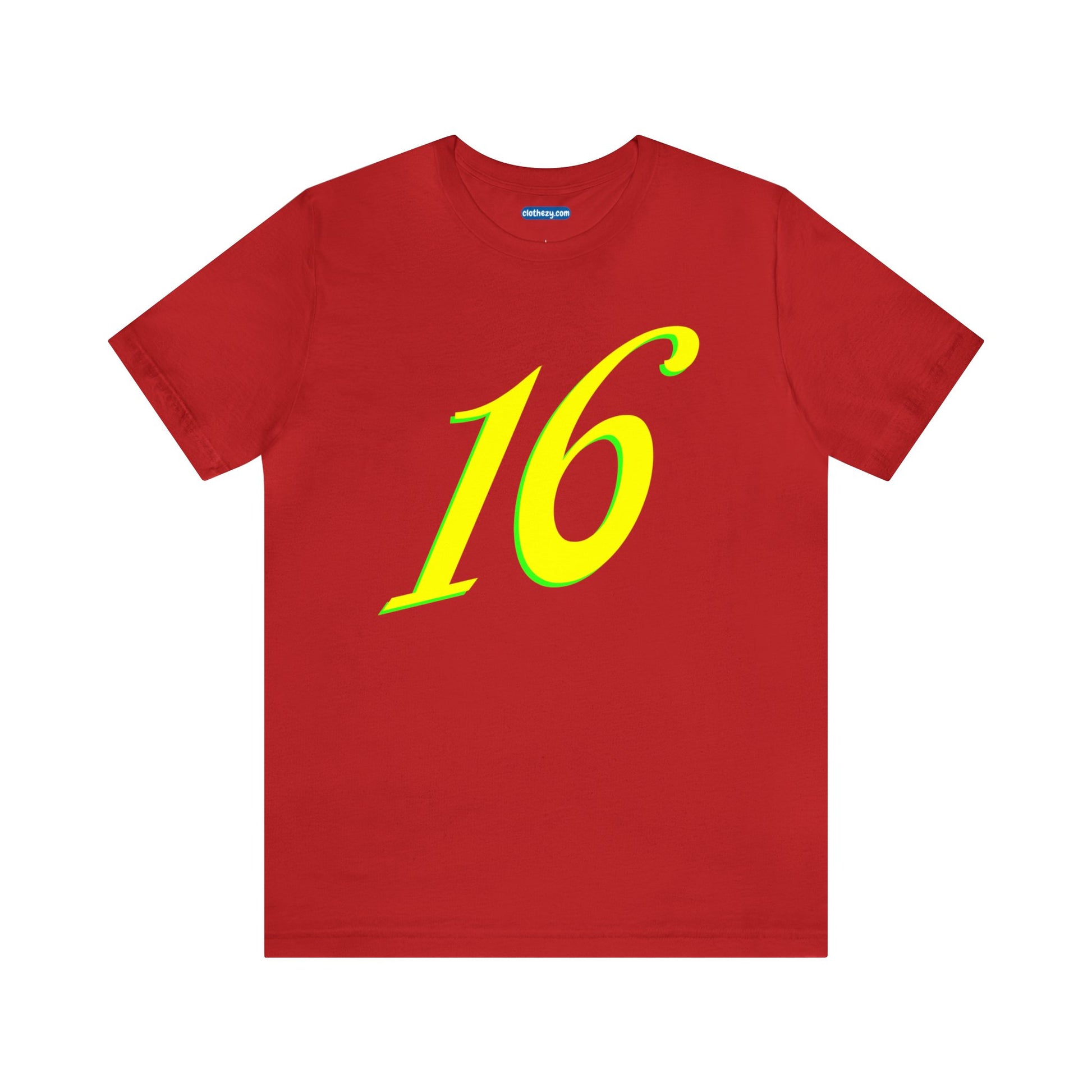 Number 16 Design - Soft Cotton Tee for birthdays and celebrations, Gift for friends and family, Multiple Options by clothezy.com in Red Size Small - Buy Now
