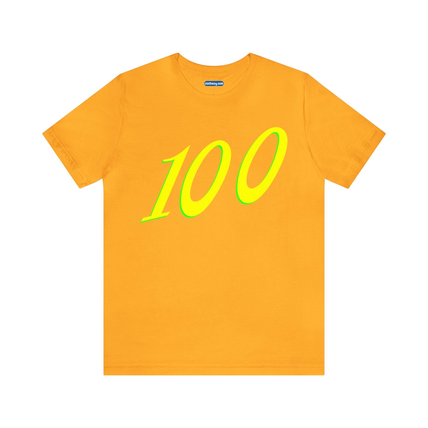 Number 100 Design - Soft Cotton Tee for birthdays and celebrations, Gift for friends and family, Multiple Options by clothezy.com in Gold Size Small - Buy Now