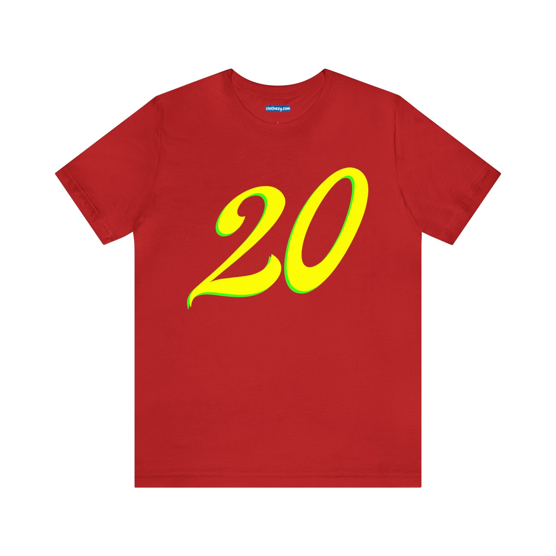 Number 20 Design - Soft Cotton Tee for birthdays and celebrations, Gift for friends and family, Multiple Options by clothezy.com in Red Size Small - Buy Now