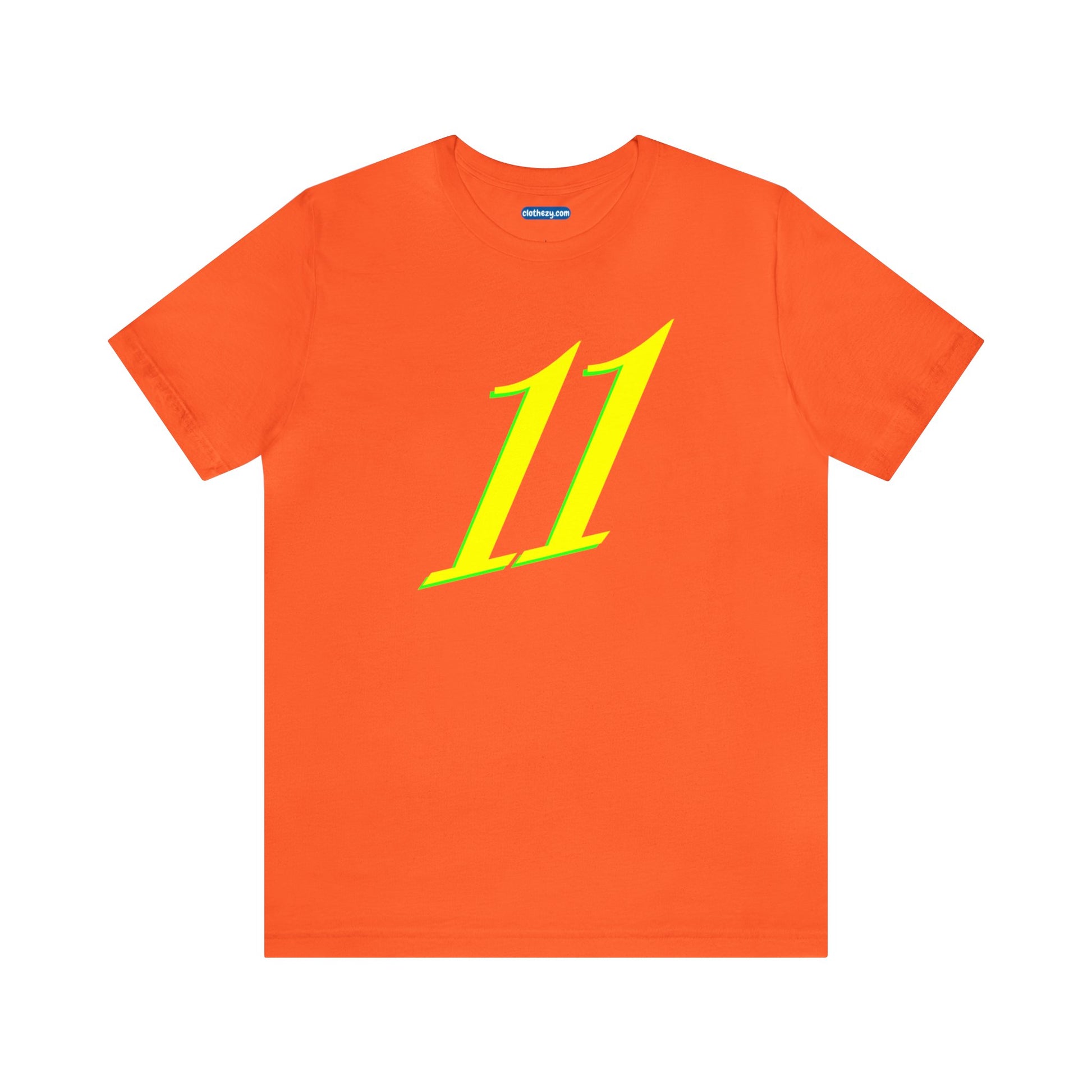 Number 11 Design - Soft Cotton Tee for birthdays and celebrations, Gift for friends and family, Multiple Options by clothezy.com in Orange Size Small - Buy Now