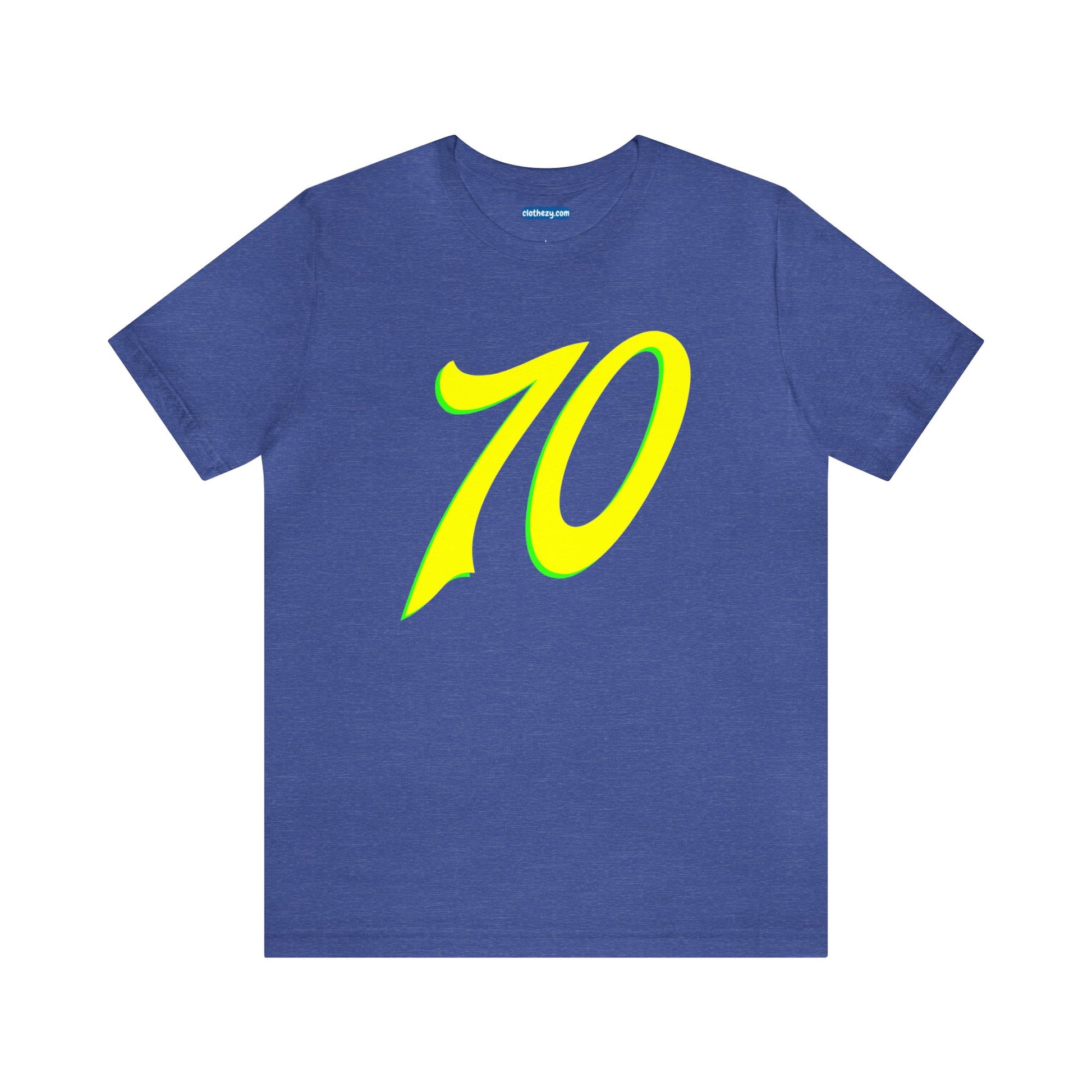 Number 70 Design - Soft Cotton Tee for birthdays and celebrations, Gift for friends and family, Multiple Options by clothezy.com in Navy Size Small - Buy Now