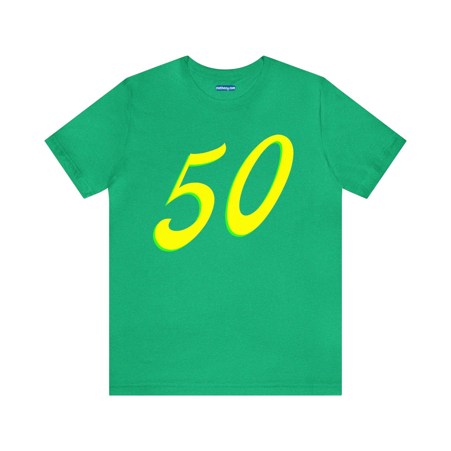 Number 50 Design - Soft Cotton Tee for birthdays and celebrations, Gift for friends and family, Multiple Options by clothezy.com in Green Heather Size Small - Buy Now