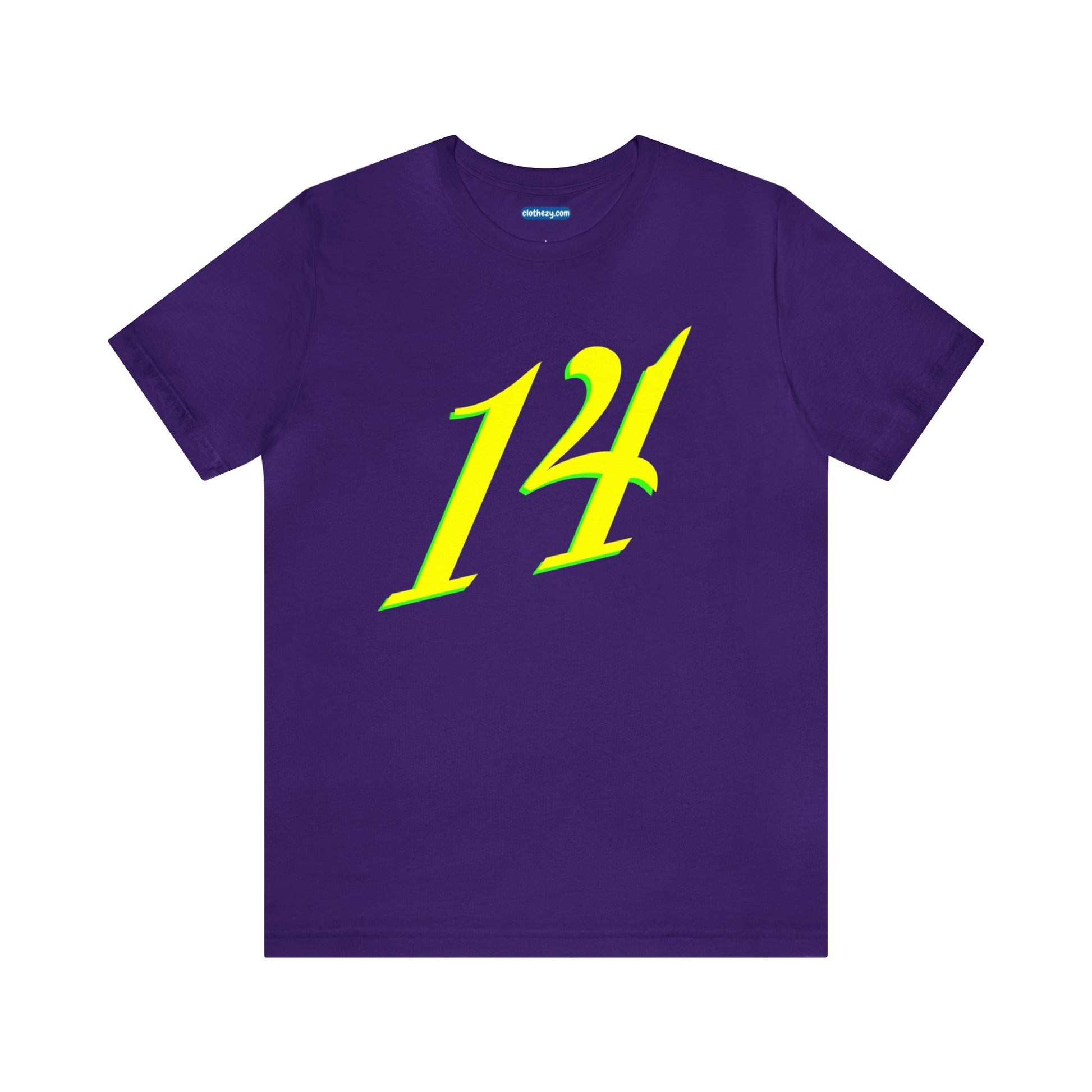 Number 14 Design - Soft Cotton Tee for birthdays and celebrations, Gift for friends and family, Multiple Options by clothezy.com in Purple Size Small - Buy Now