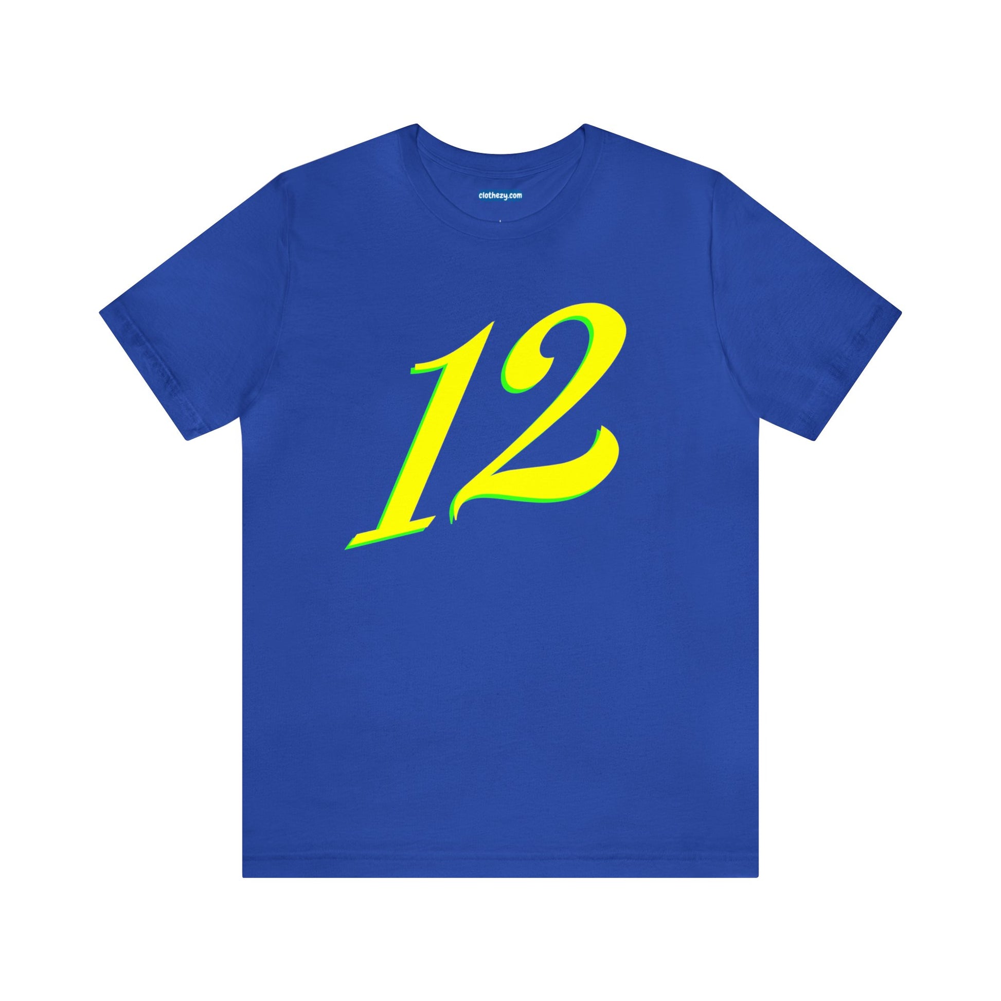 Number 12 Design - Soft Cotton Tee for birthdays and celebrations, Gift for friends and family, Multiple Options by clothezy.com in Royal Blue Size Small - Buy Now