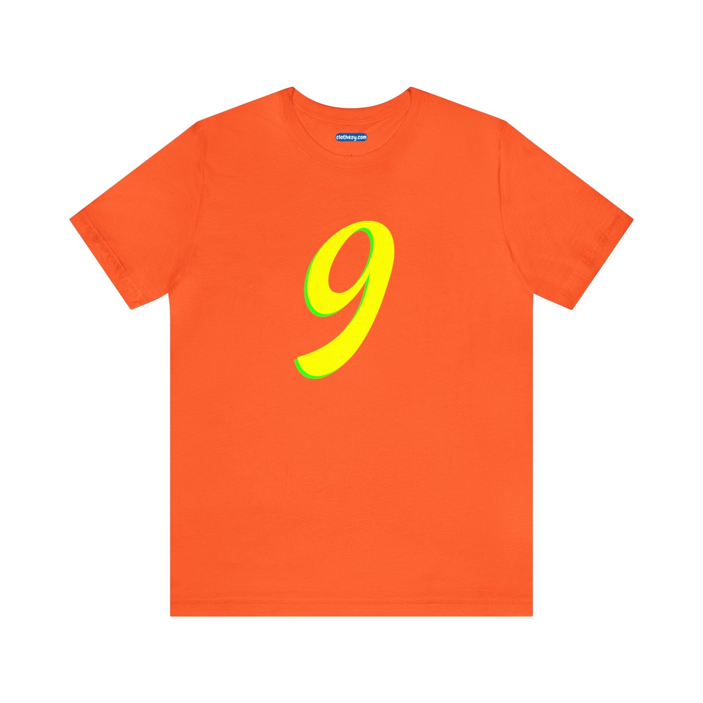 Number 9 Design - Soft Cotton Tee for birthdays and celebrations, Gift for friends and family, Multiple Options by clothezy.com in Orange Size Small - Buy Now
