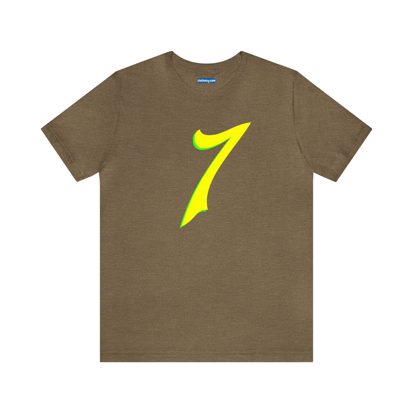 Number 7 Design - Soft Cotton Tee for birthdays and celebrations, Gift for friends and family, Multiple Options by clothezy.com in Olive Heather Size Small - Buy Now