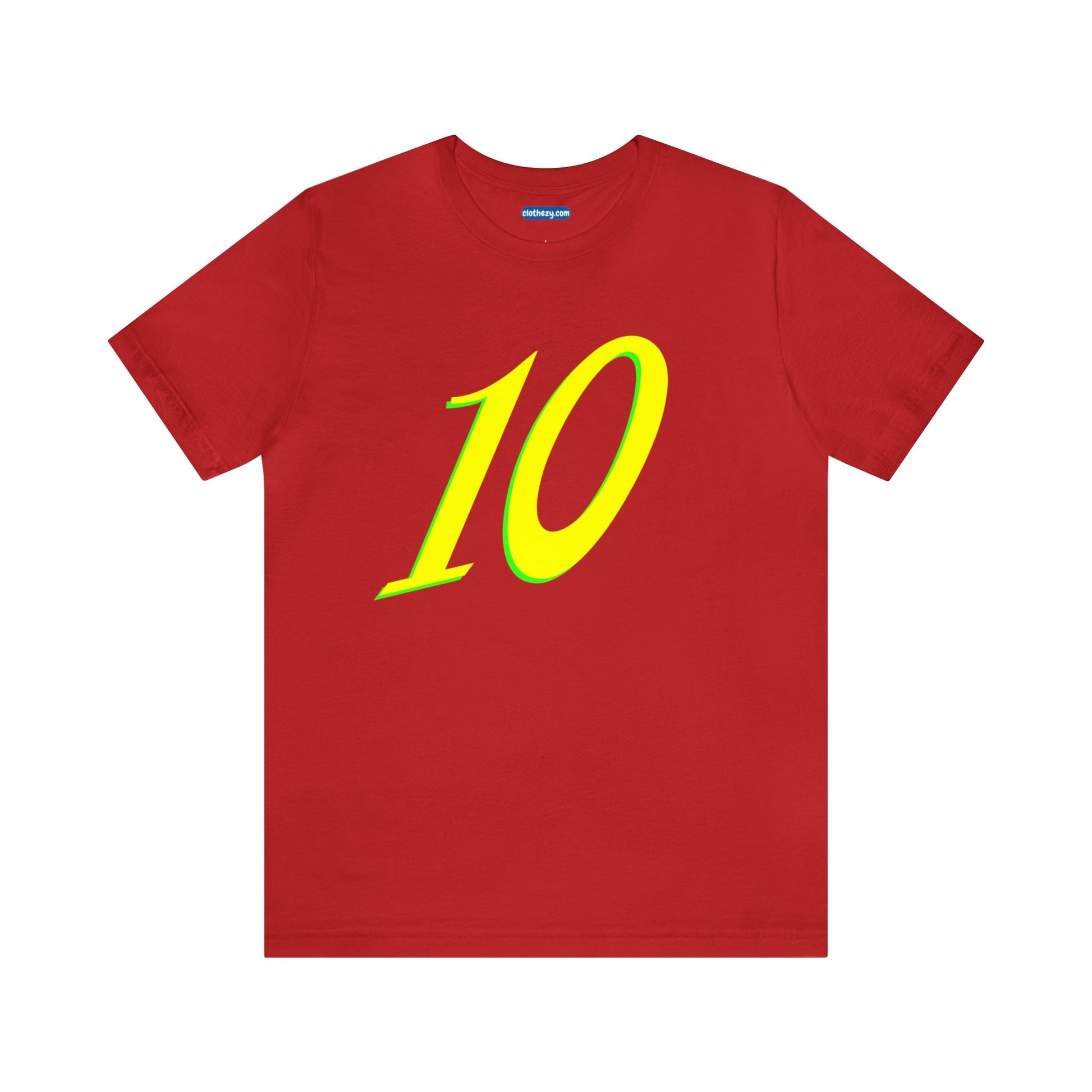 Number 10 Design - Soft Cotton Tee for birthdays and celebrations, Gift for friends and family, Multiple Options by clothezy.com in Red Size Small - Buy Now