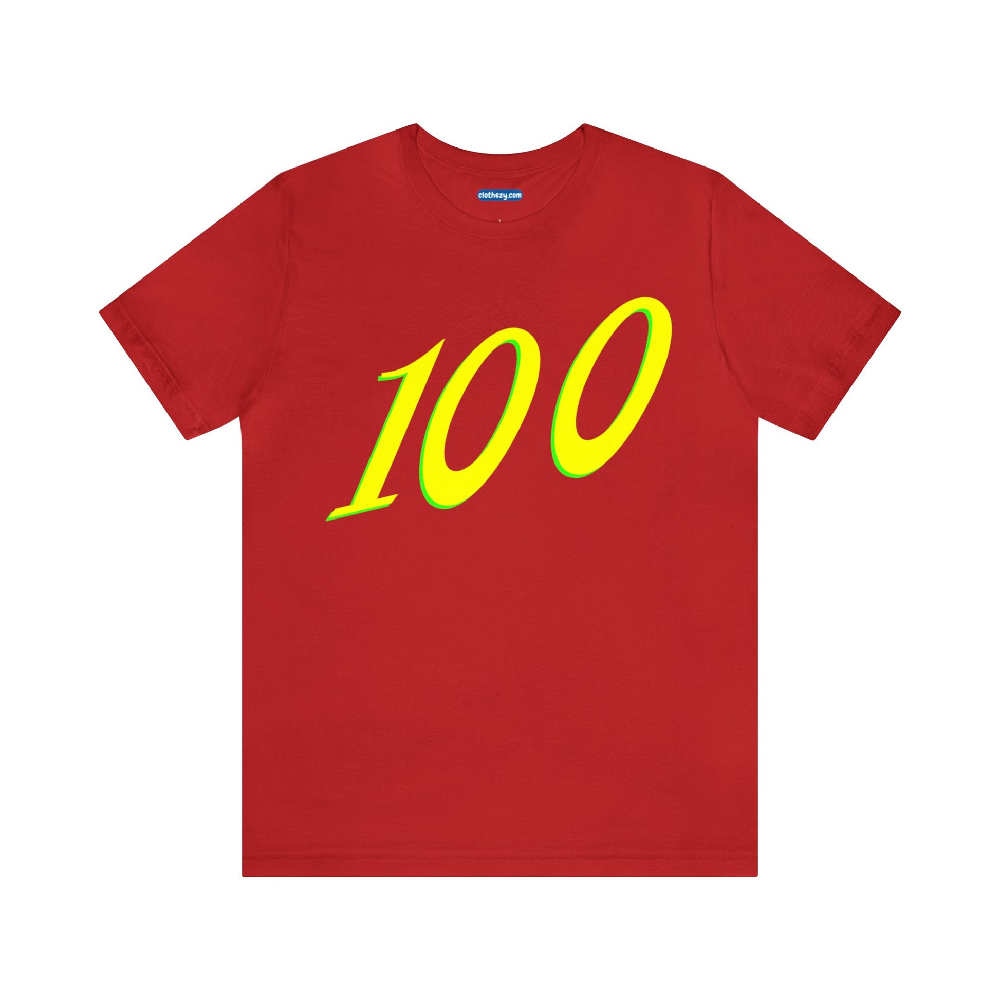 Number 100 Design - Soft Cotton Tee for birthdays and celebrations, Gift for friends and family, Multiple Options by clothezy.com in Red Size Small - Buy Now