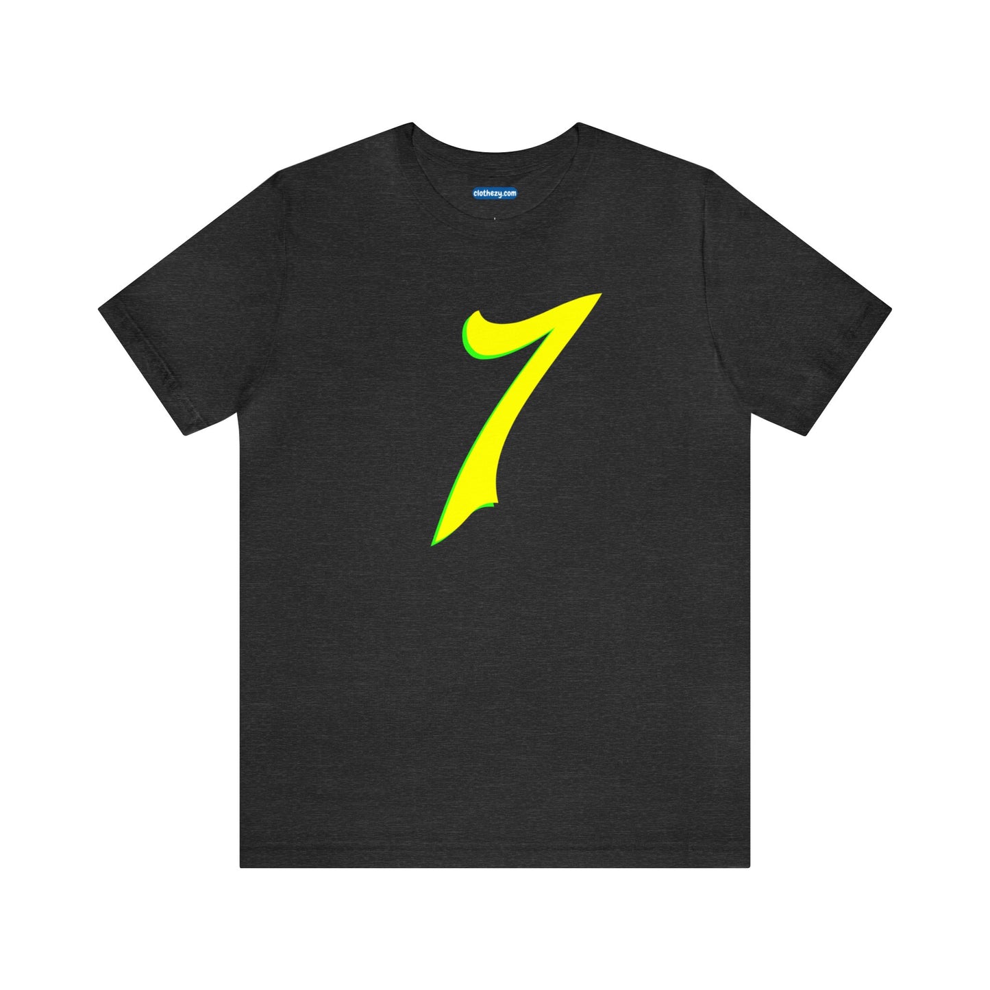 Number 7 Design - Soft Cotton Tee for birthdays and celebrations, Gift for friends and family, Multiple Options by clothezy.com in Gold Size Small - Buy Now