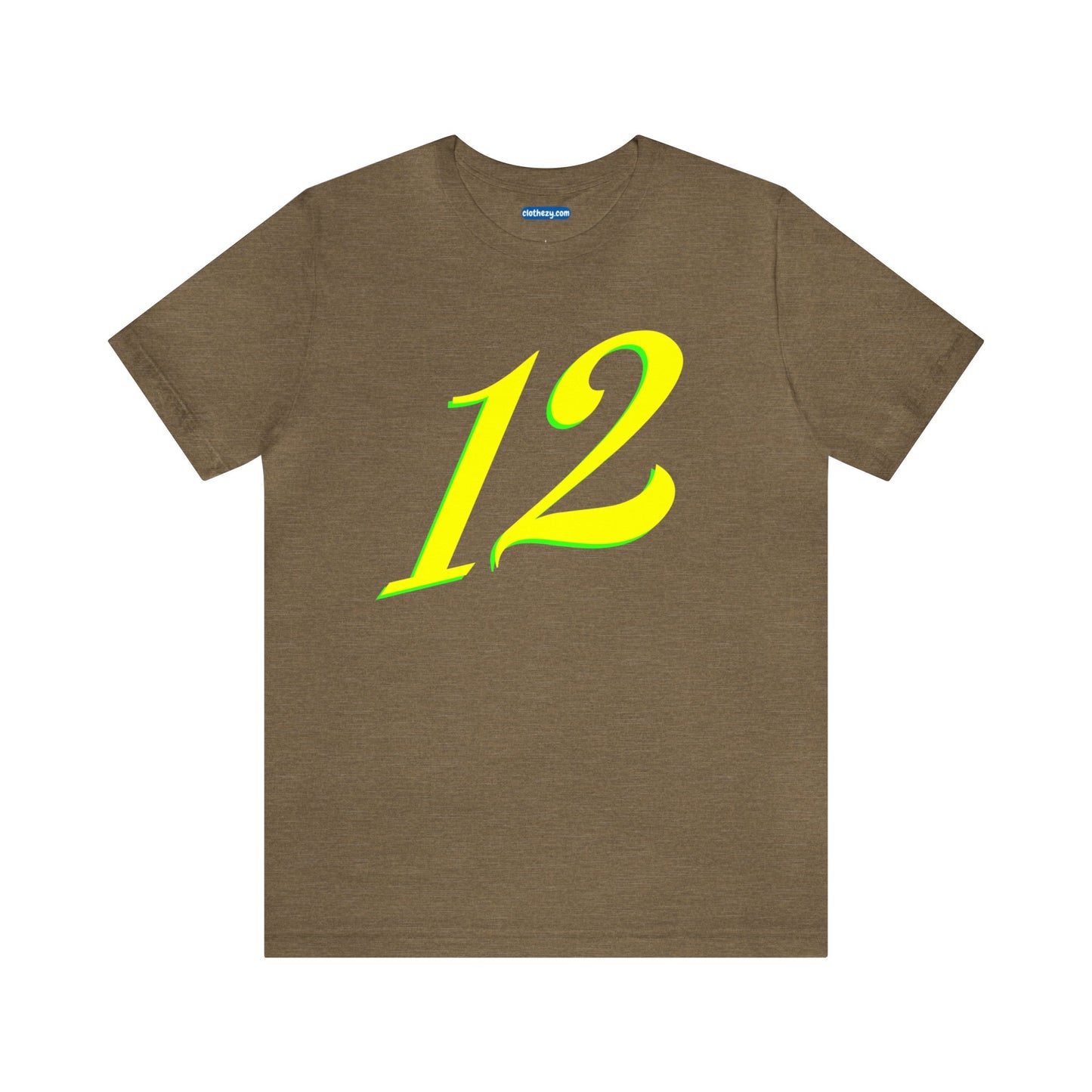Number 12 Design - Soft Cotton Tee for birthdays and celebrations, Gift for friends and family, Multiple Options by clothezy.com in Olive Heather Size Small - Buy Now
