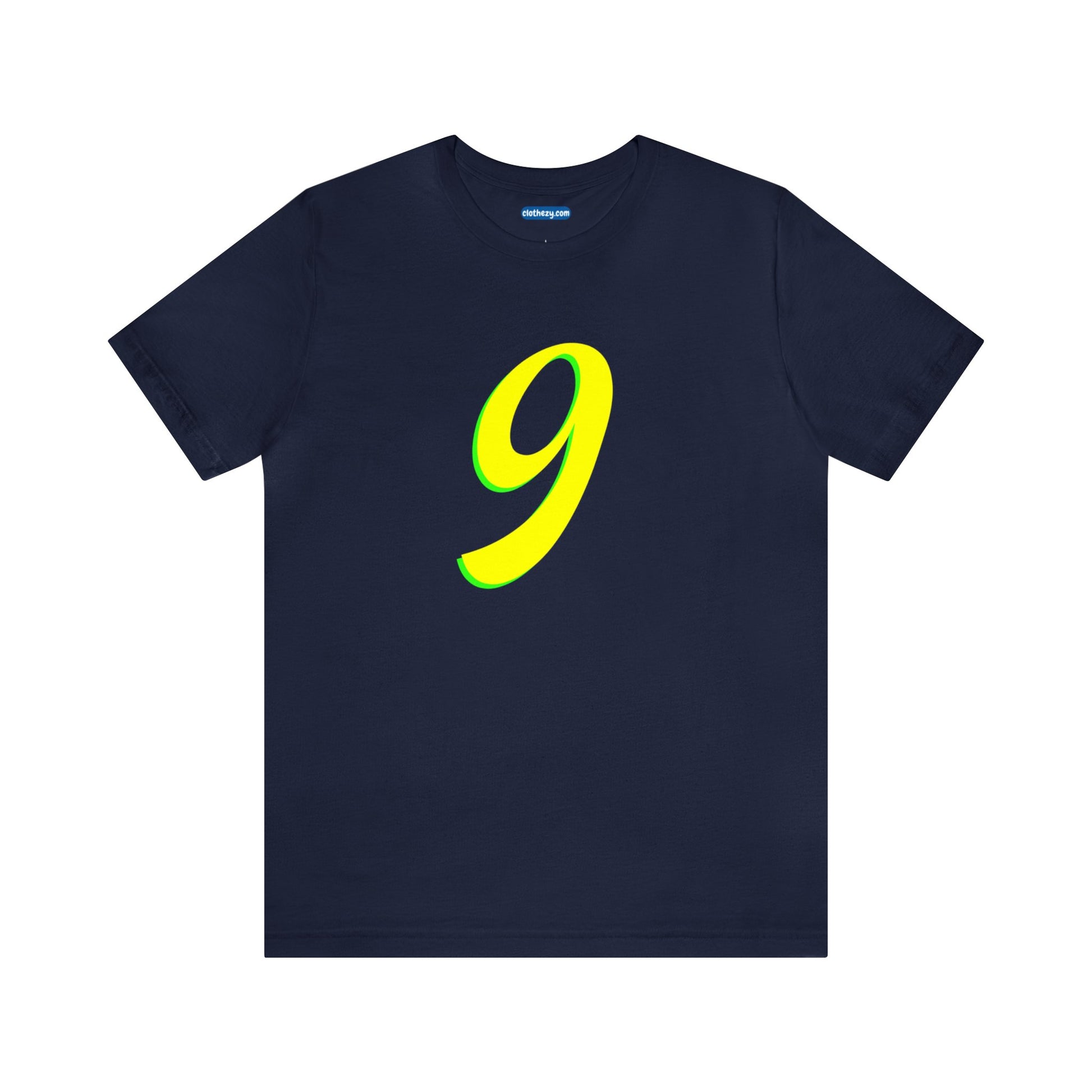 Number 9 Design - Soft Cotton Tee for birthdays and celebrations, Gift for friends and family, Multiple Options by clothezy.com in Navy Size Small - Buy Now