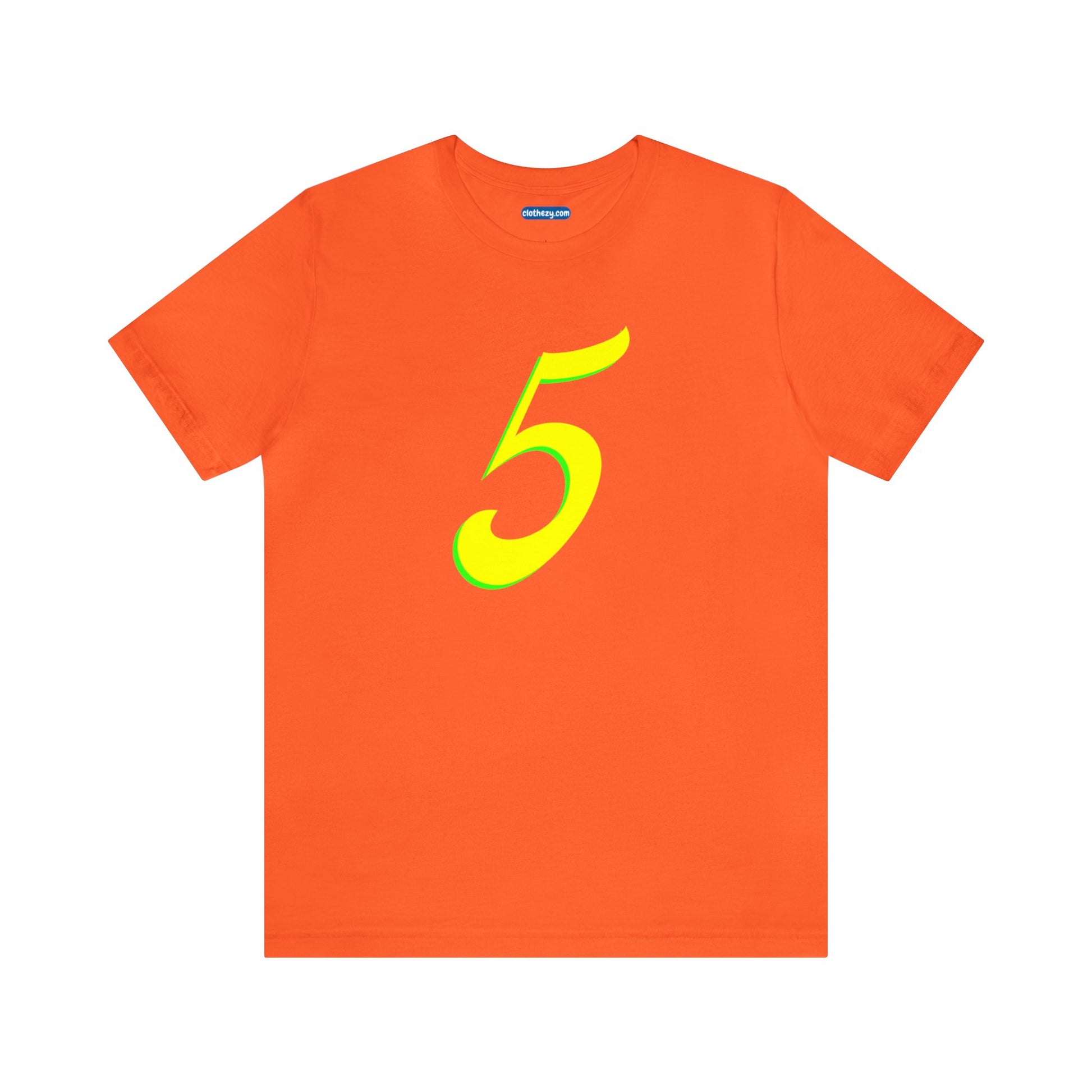 Number 5 Design - Soft Cotton Tee for birthdays and celebrations, Gift for friends and family, Multiple Options by clothezy.com in Orange Size Small - Buy Now