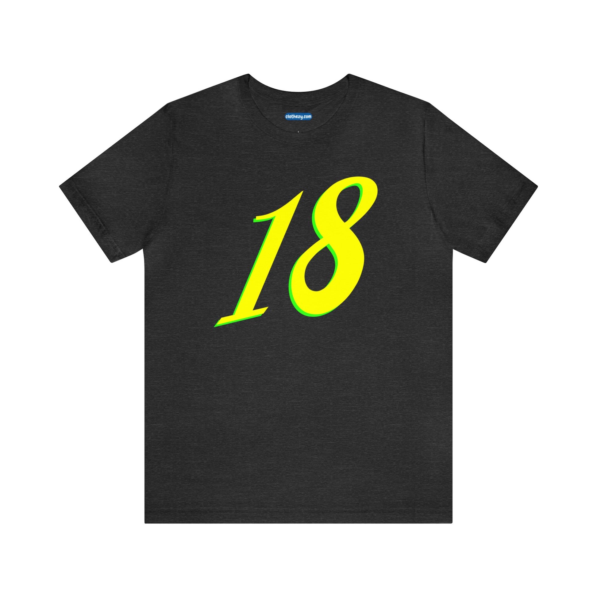 Number 18 Design - Soft Cotton Tee for birthdays and celebrations, Gift for friends and family, Multiple Options by clothezy.com in Dark Grey Heather Size Small - Buy Now