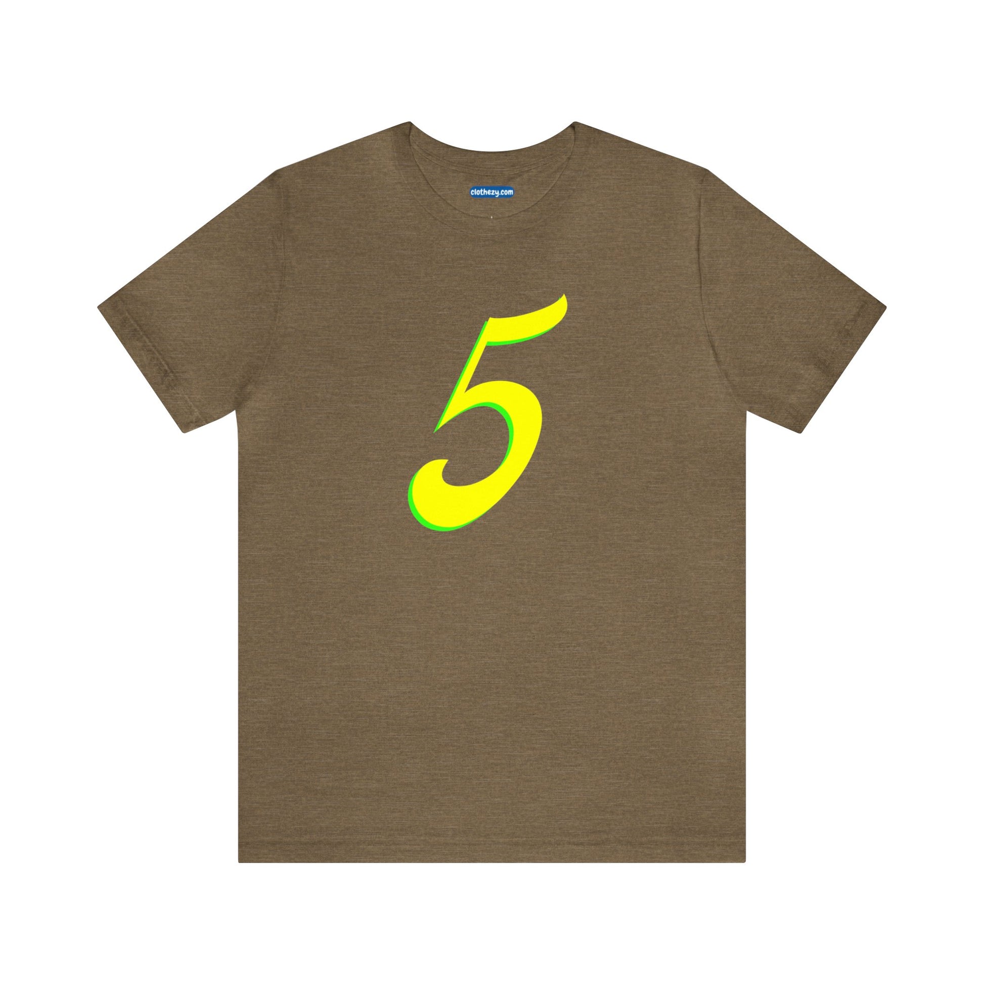 Number 5 Design - Soft Cotton Tee for birthdays and celebrations, Gift for friends and family, Multiple Options by clothezy.com in Olive Heather Size Small - Buy Now