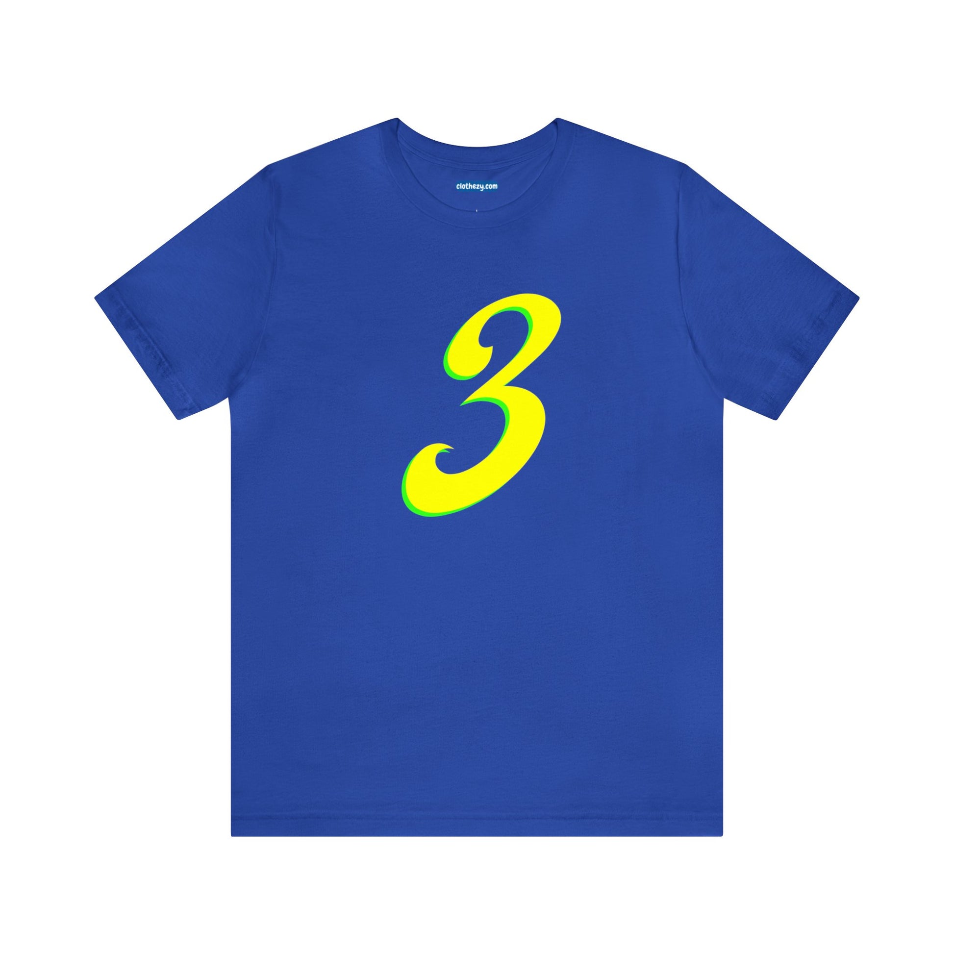 Number 3 Design - Soft Cotton Tee for birthdays and celebrations, Gift for friends and family, Multiple Options by clothezy.com in Royal Blue Size Small - Buy Now