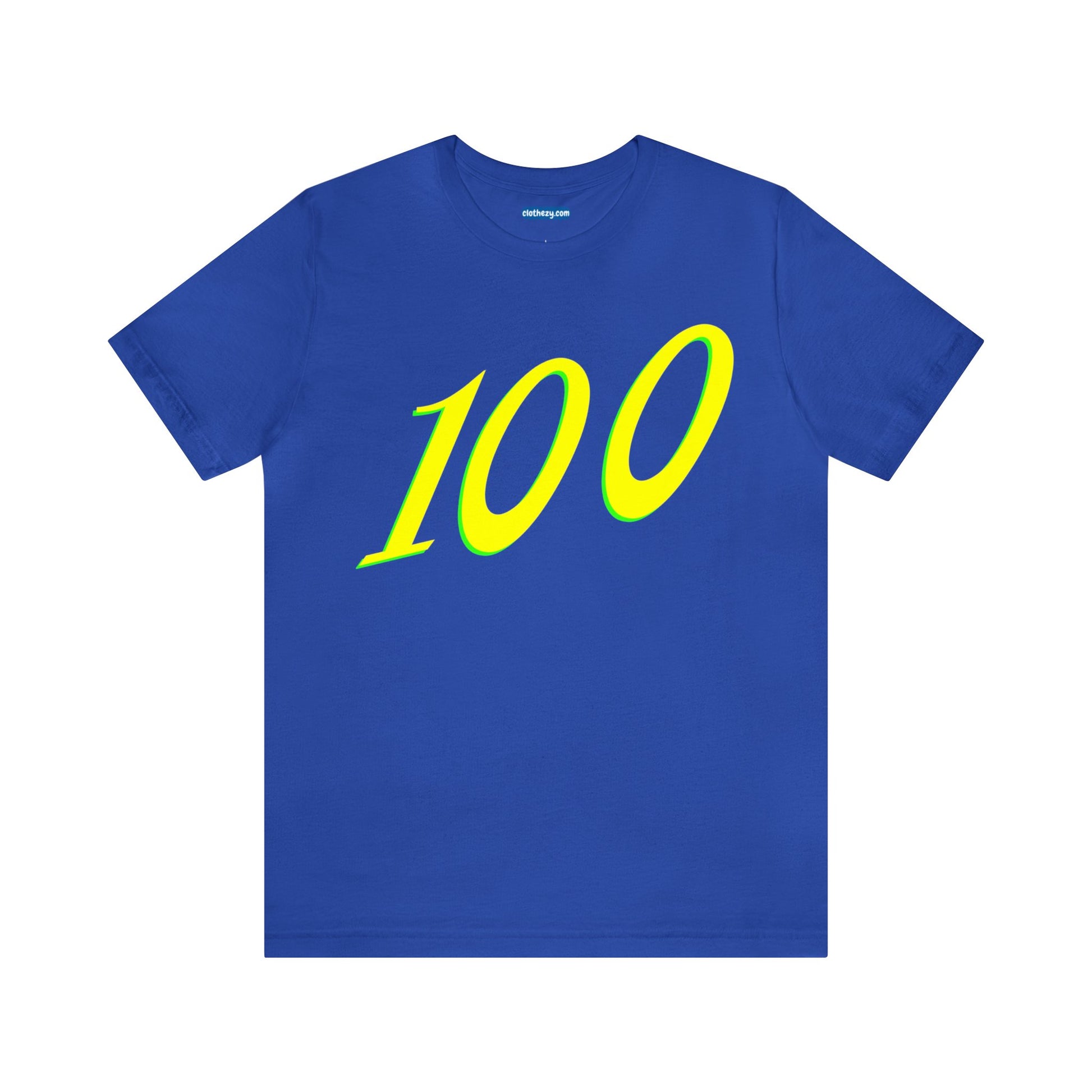 Number 100 Design - Soft Cotton Tee for birthdays and celebrations, Gift for friends and family, Multiple Options by clothezy.com in Royal Blue Size Small - Buy Now