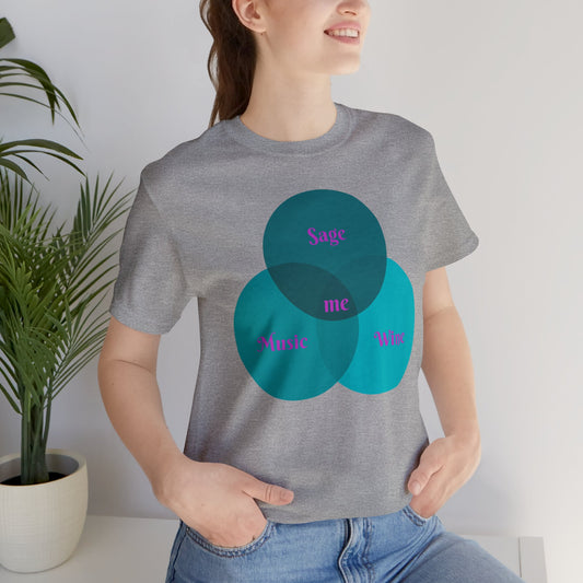 Venn Diagram - Sage, Music, Wine - Soft Cotton Unisex Adult Tee, Gift for friends and family by clothezy.com in Grey Athletic - Buy Now