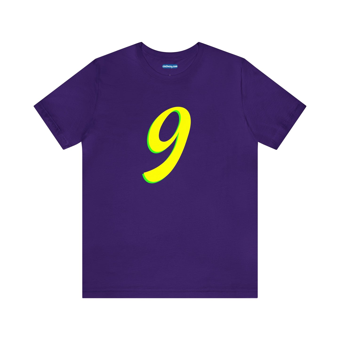 Number 9 Design - Soft Cotton Tee for birthdays and celebrations, Gift for friends and family, Multiple Options by clothezy.com in Purple Size Small - Buy Now