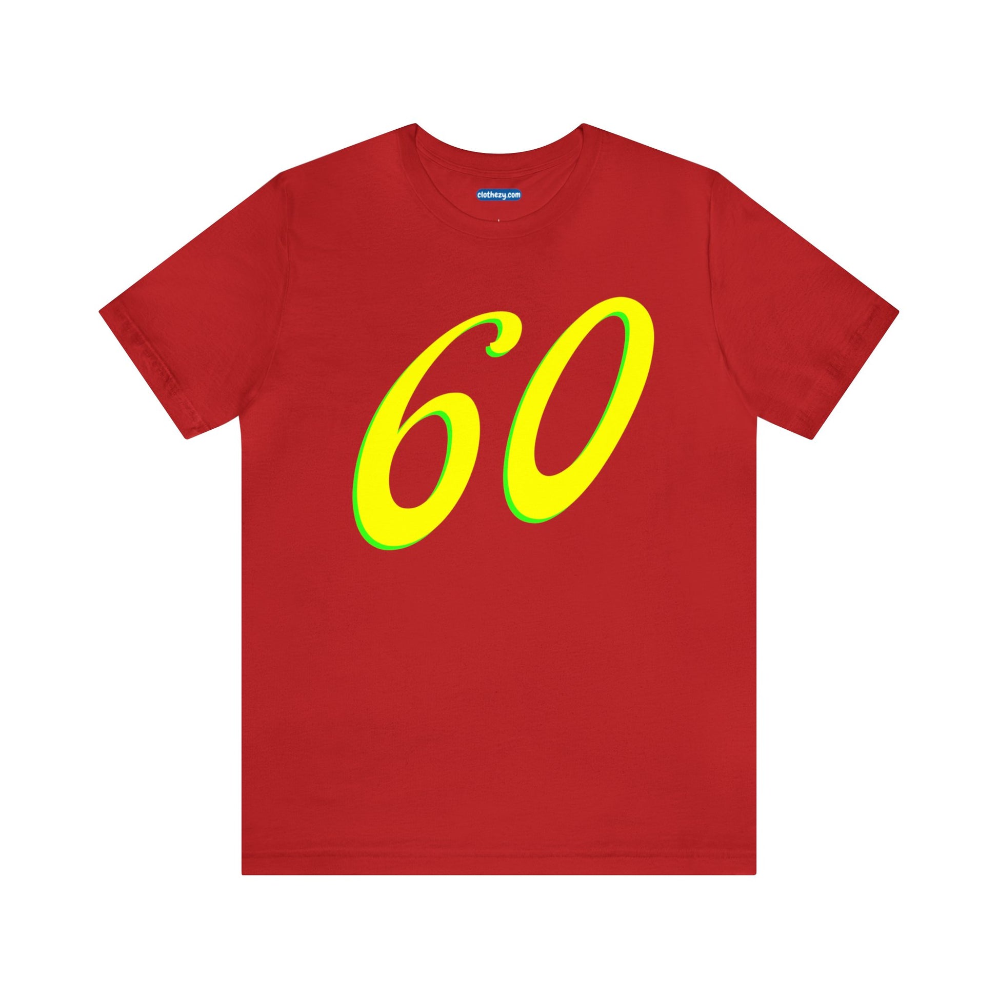 Number 60 Design - Soft Cotton Tee for birthdays and celebrations, Gift for friends and family, Multiple Options by clothezy.com in Red Size Small - Buy Now