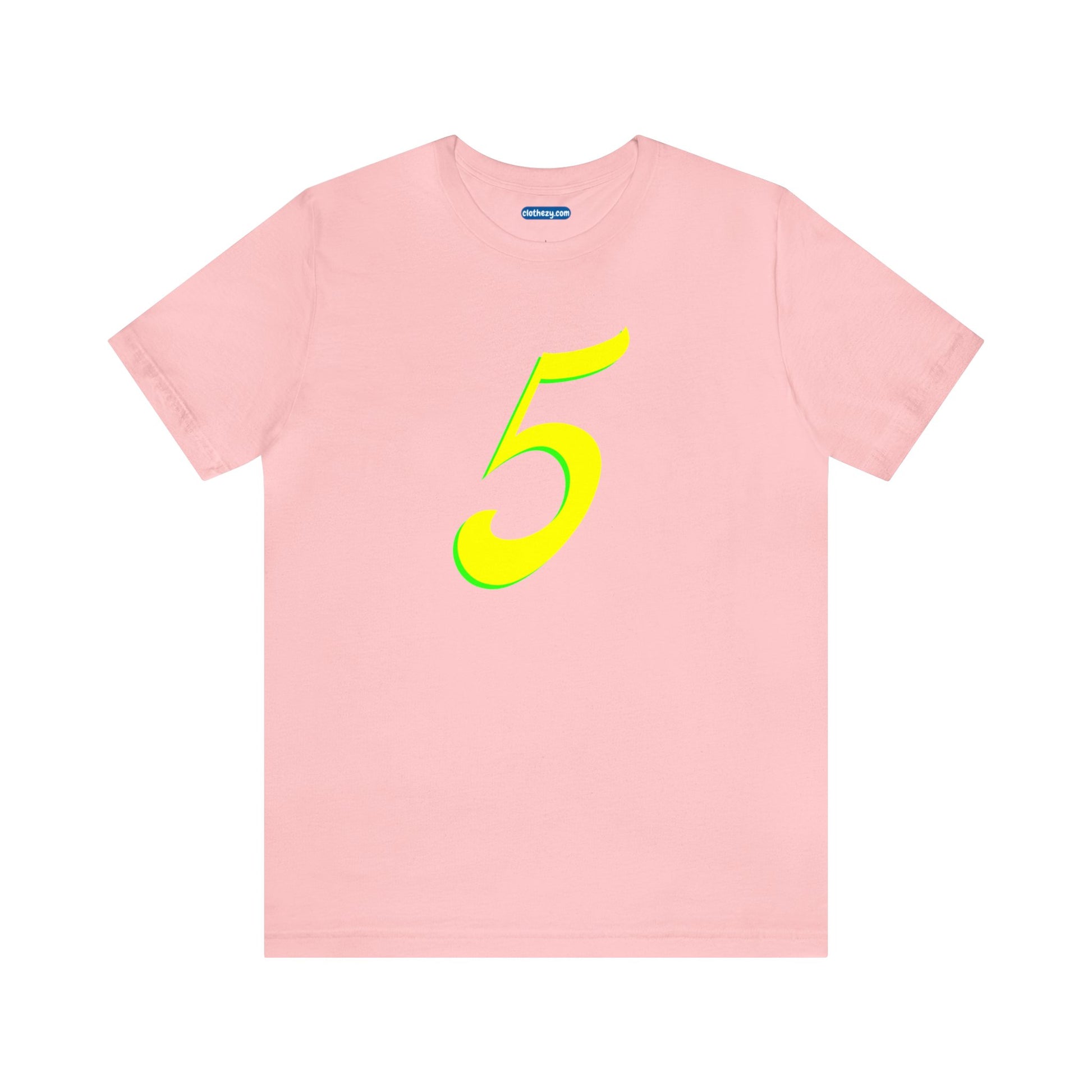 Number 5 Design - Soft Cotton Tee for birthdays and celebrations, Gift for friends and family, Multiple Options by clothezy.com in Pink Size Small - Buy Now