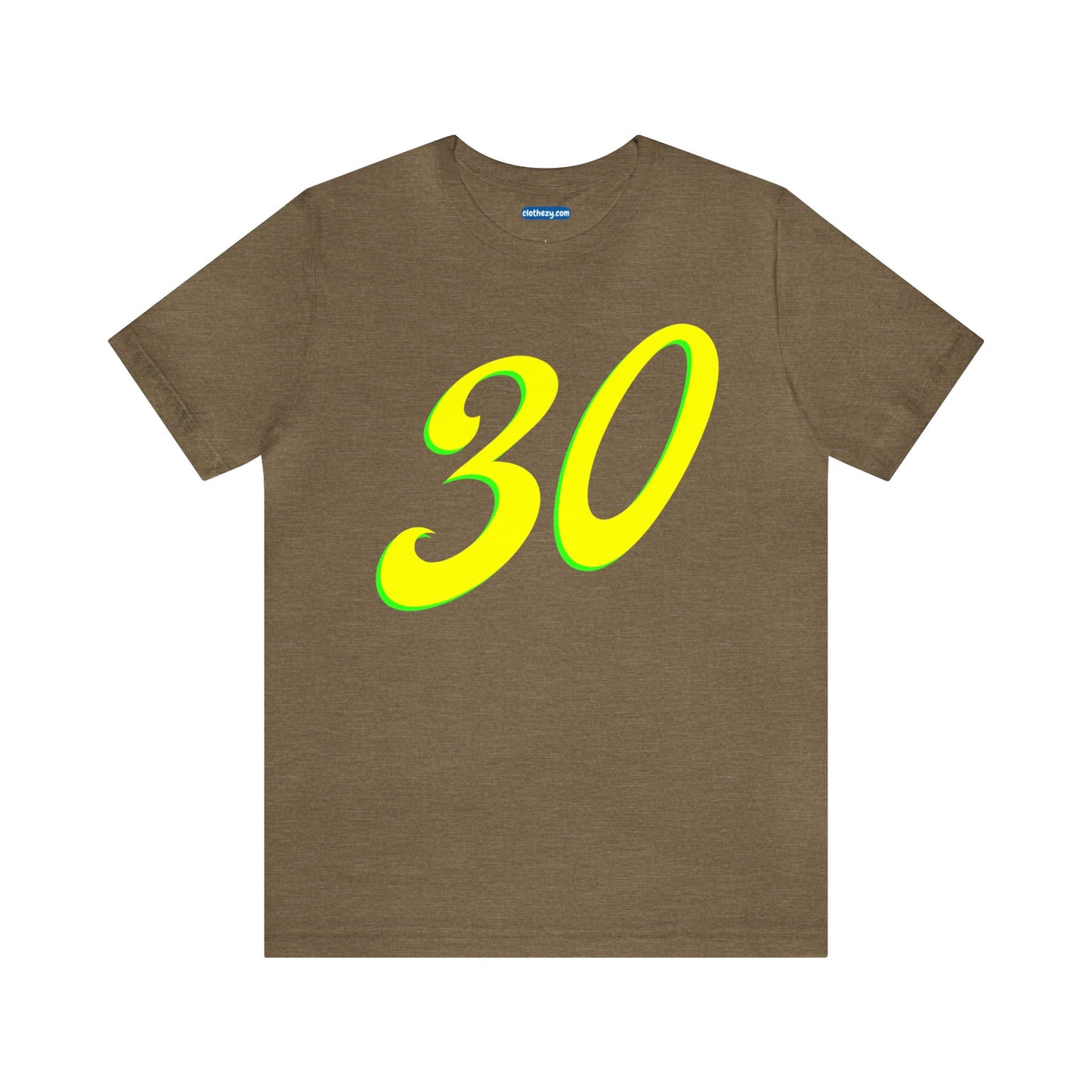 Number 30 Design - Soft Cotton Tee for birthdays and celebrations, Gift for friends and family, Multiple Options by clothezy.com in Olive Heather Size Small - Buy Now