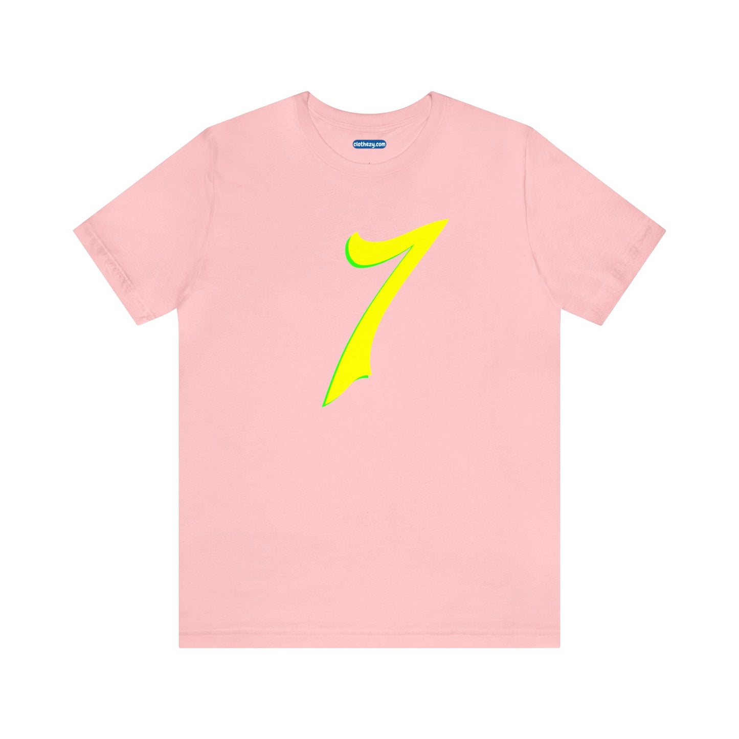 Number 7 Design - Soft Cotton Tee for birthdays and celebrations, Gift for friends and family, Multiple Options by clothezy.com in Pink Size Small - Buy Now