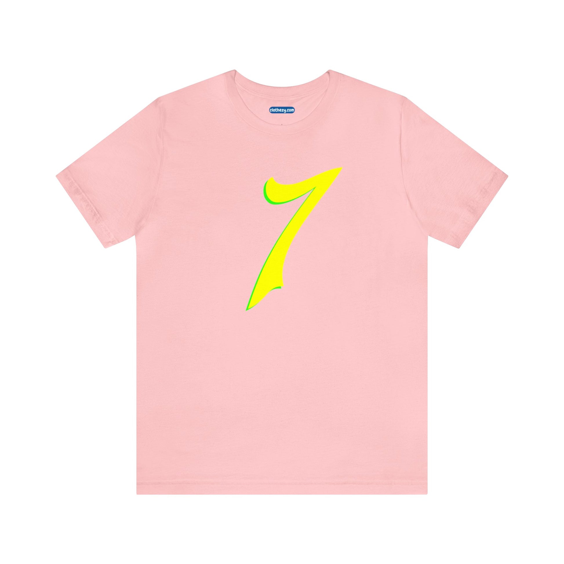 Number 7 Design - Soft Cotton Tee for birthdays and celebrations, Gift for friends and family, Multiple Options by clothezy.com in Pink Size Small - Buy Now