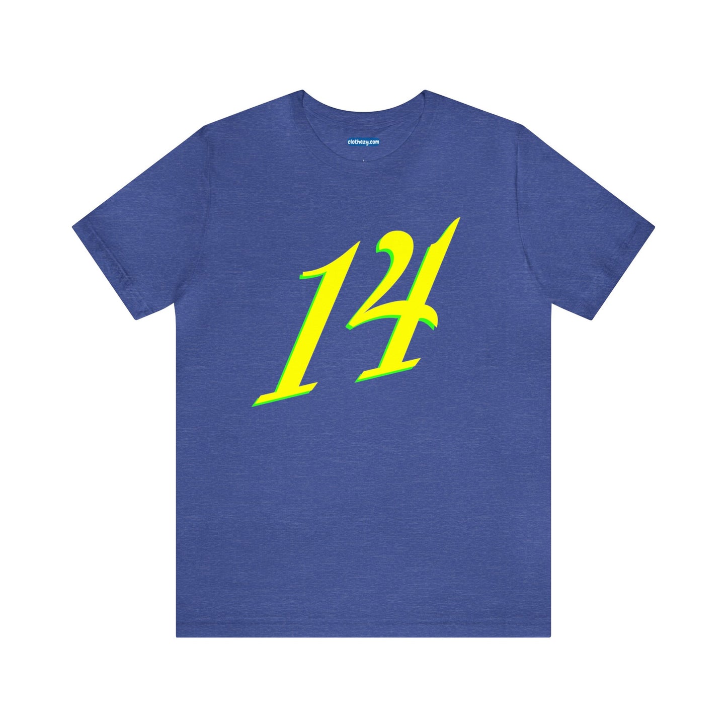 Number 14 Design - Soft Cotton Tee for birthdays and celebrations, Gift for friends and family, Multiple Options by clothezy.com in Navy Size Small - Buy Now