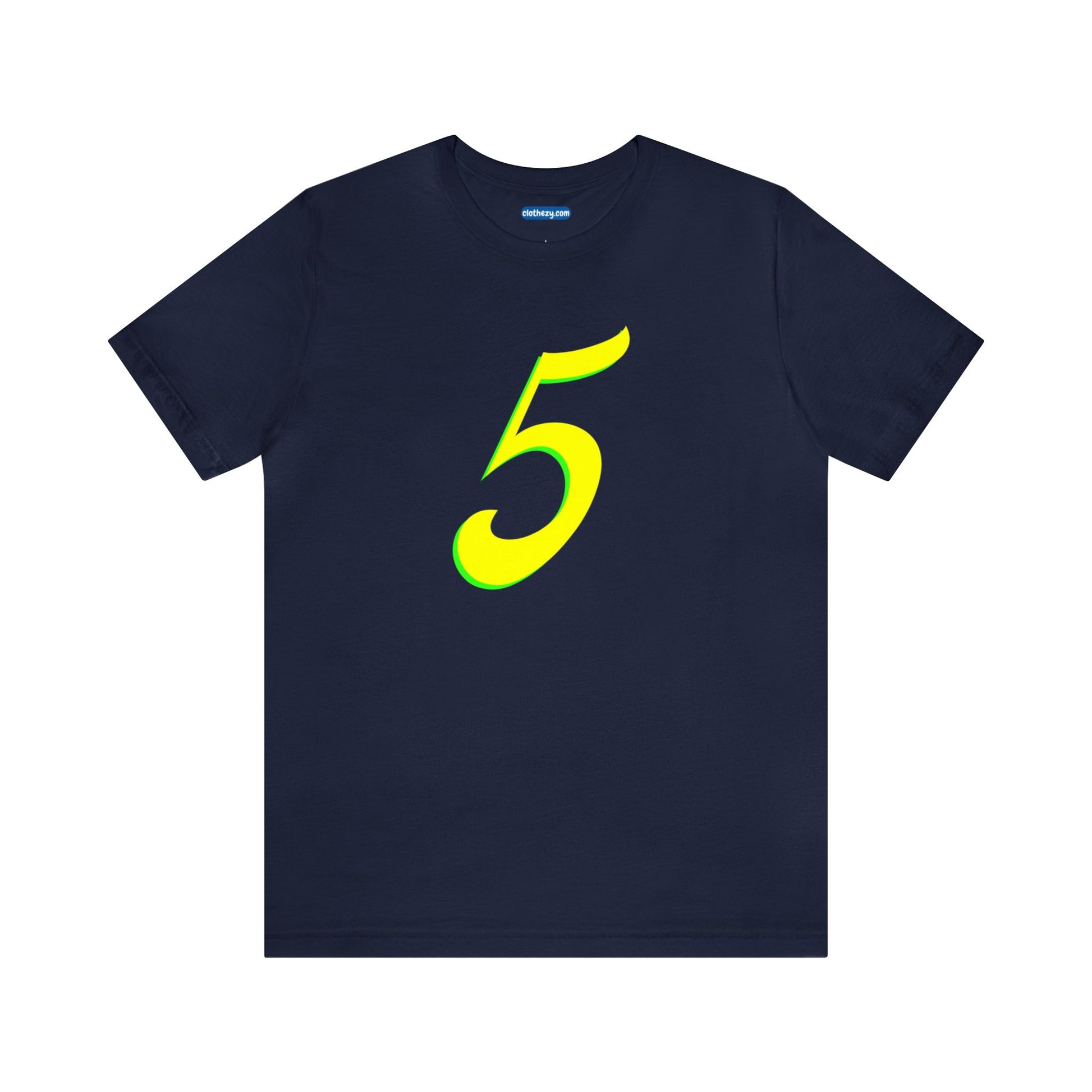 Number 5 Design - Soft Cotton Tee for birthdays and celebrations, Gift for friends and family, Multiple Options by clothezy.com in Navy Size Small - Buy Now