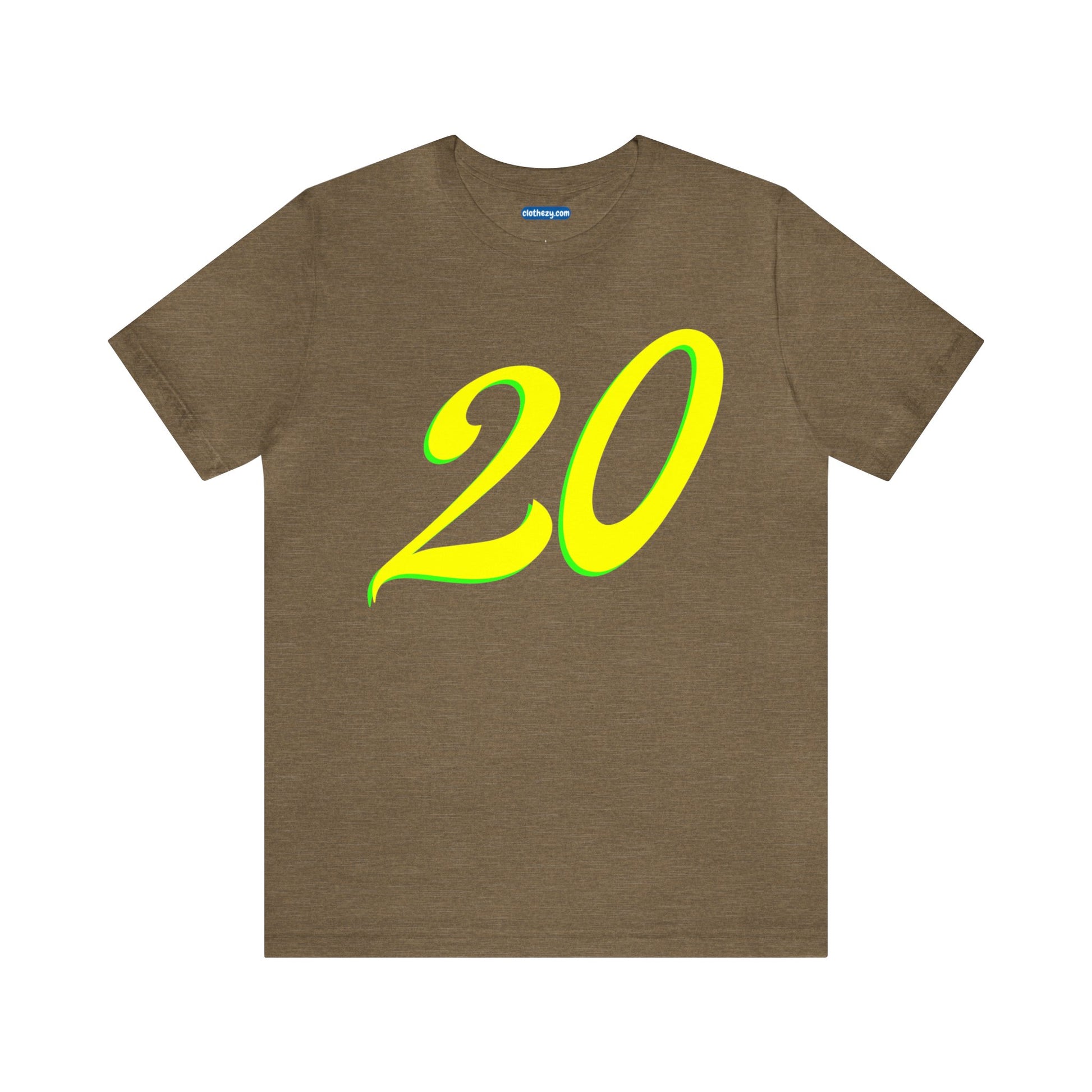 Number 20 Design - Soft Cotton Tee for birthdays and celebrations, Gift for friends and family, Multiple Options by clothezy.com in Olive Heather Size Small - Buy Now